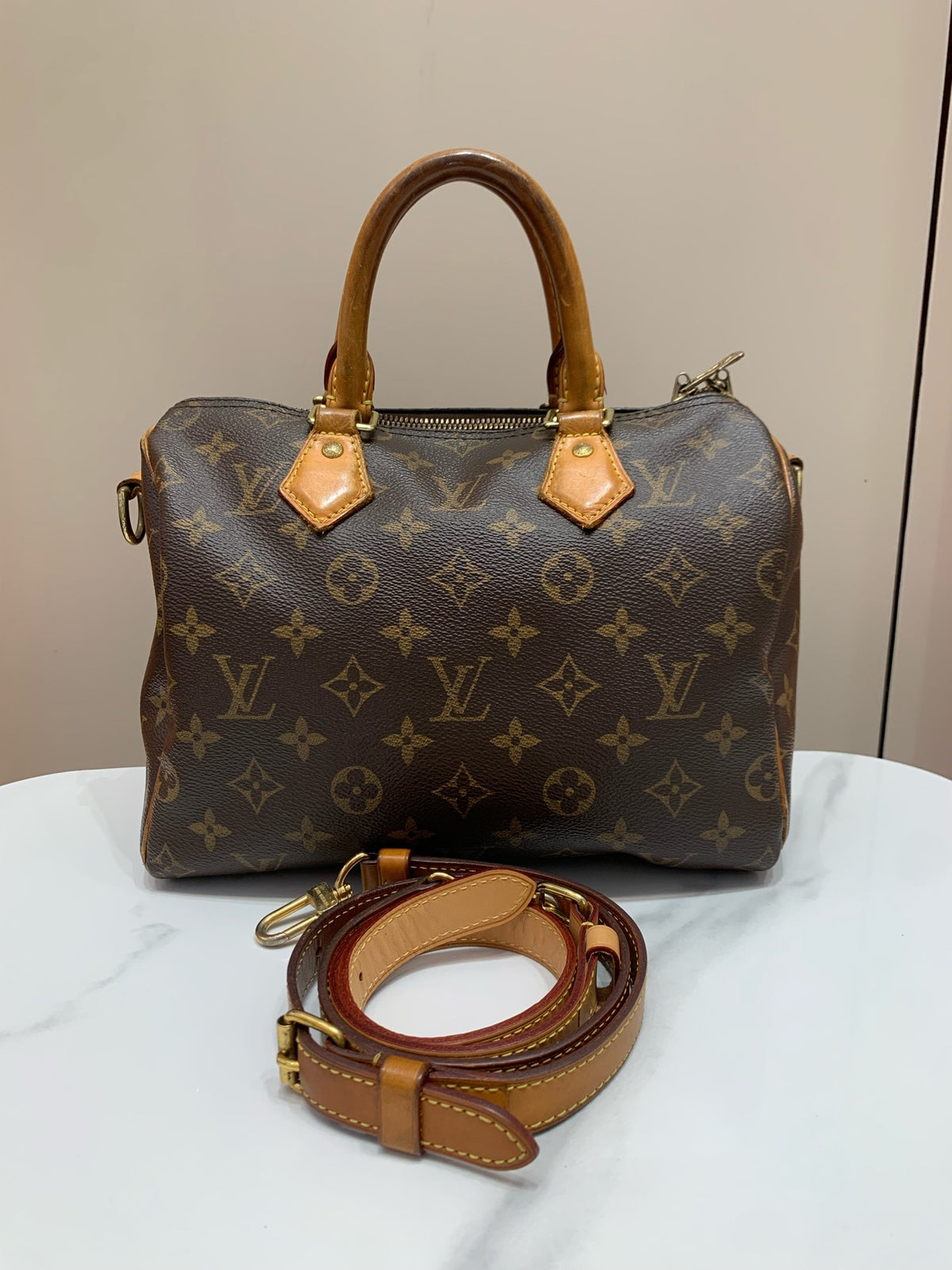 Louis Vuitton - Speedy 25 - Cloth - Brown - (small)