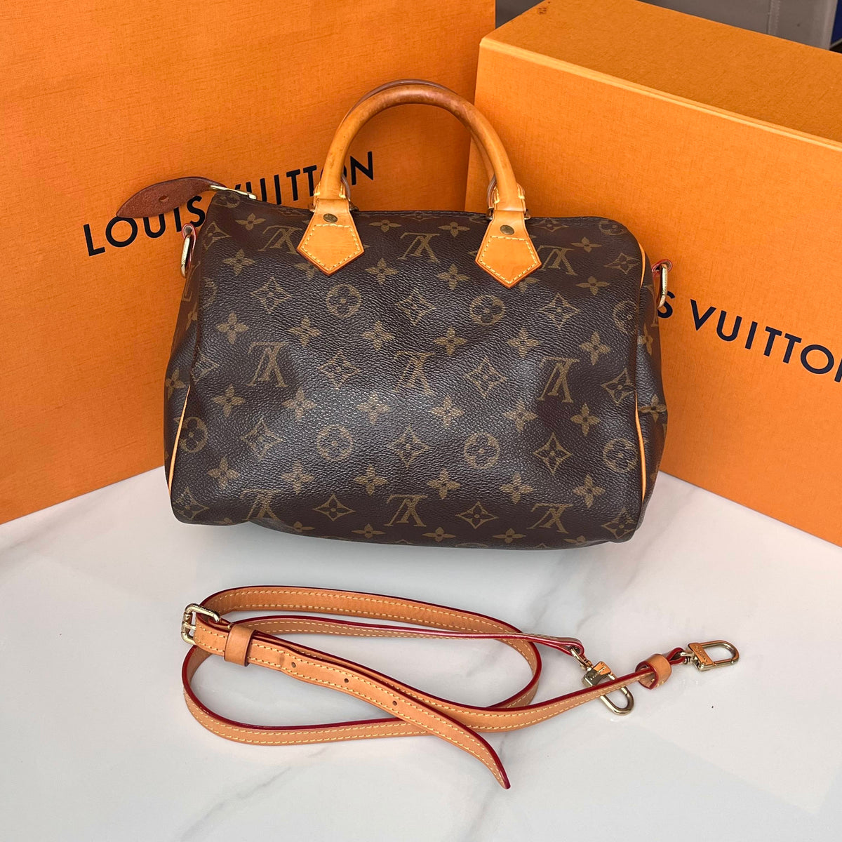 Louis Vuitton - Speedy 25 - Cloth - Brown - (small)