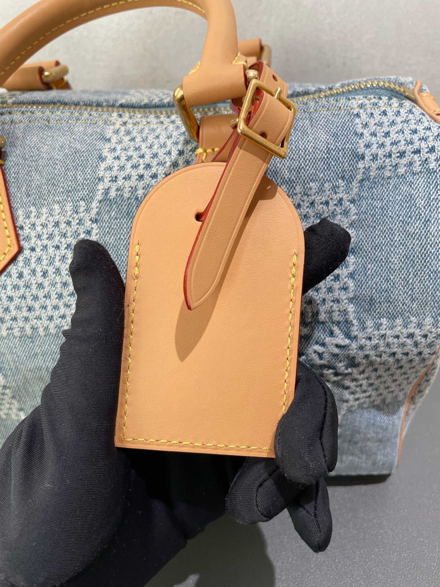 Louis Vuitton - Speedy 25 Damier Denim 3D - Denim - Jeans with Vachetta leather trim - Blue - (small)