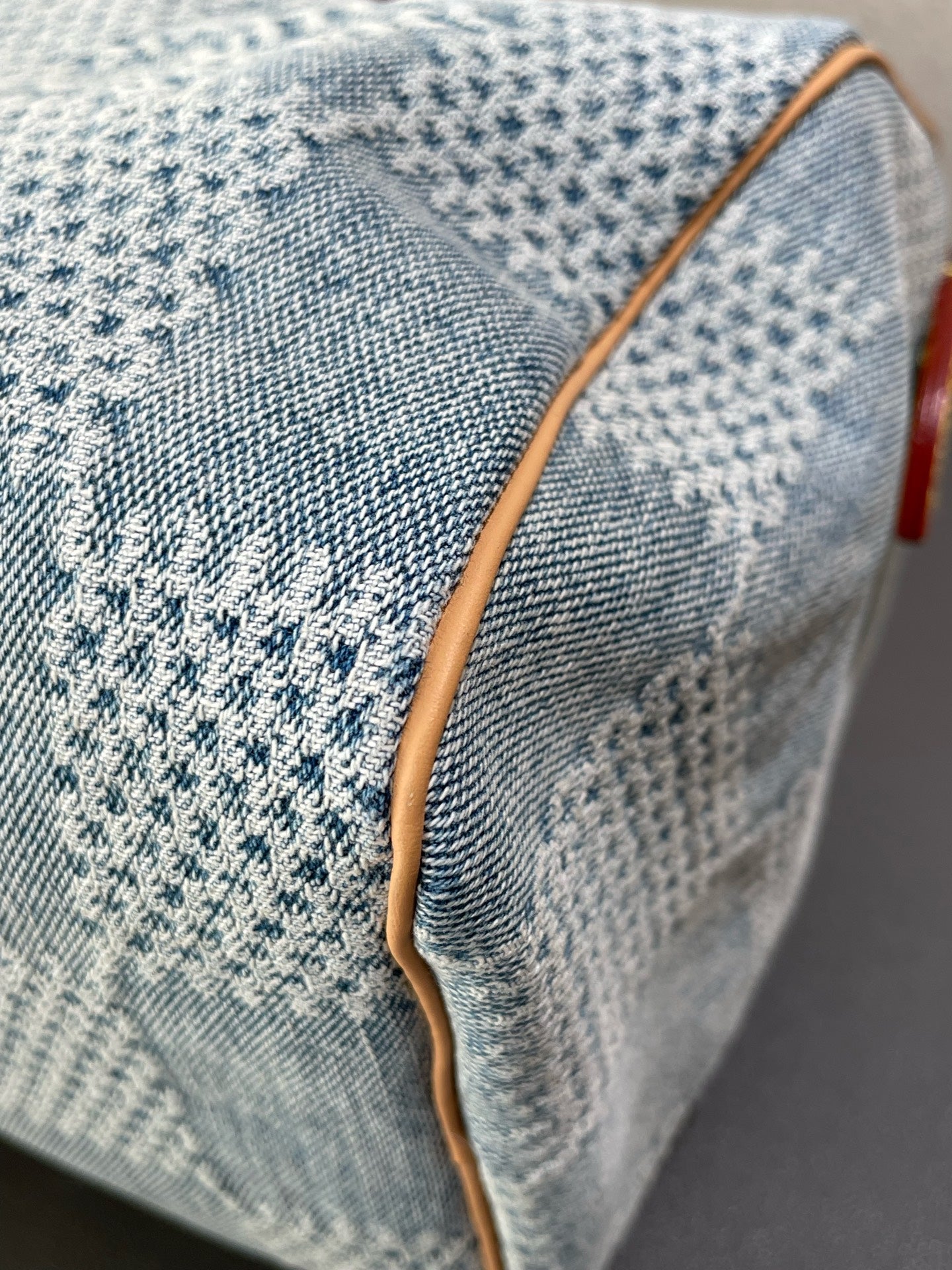 Louis Vuitton - Speedy 25 Damier Denim 3D - Denim - Jeans with Vachetta leather trim - Blue - (small)