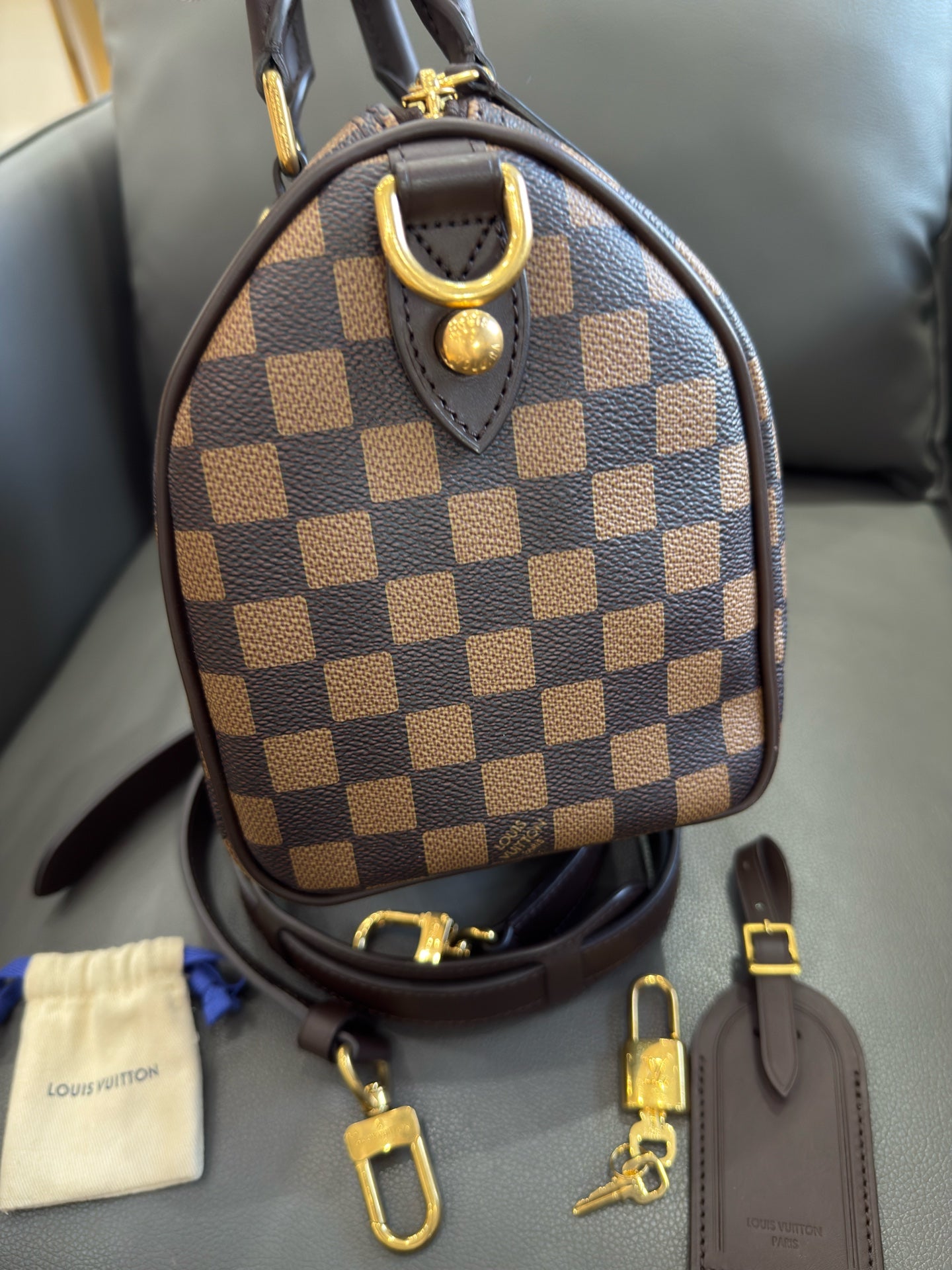 Louis Vuitton - Speedy 25 Nigo Damier - Coated canvas with leather trim - Brown - (small)
