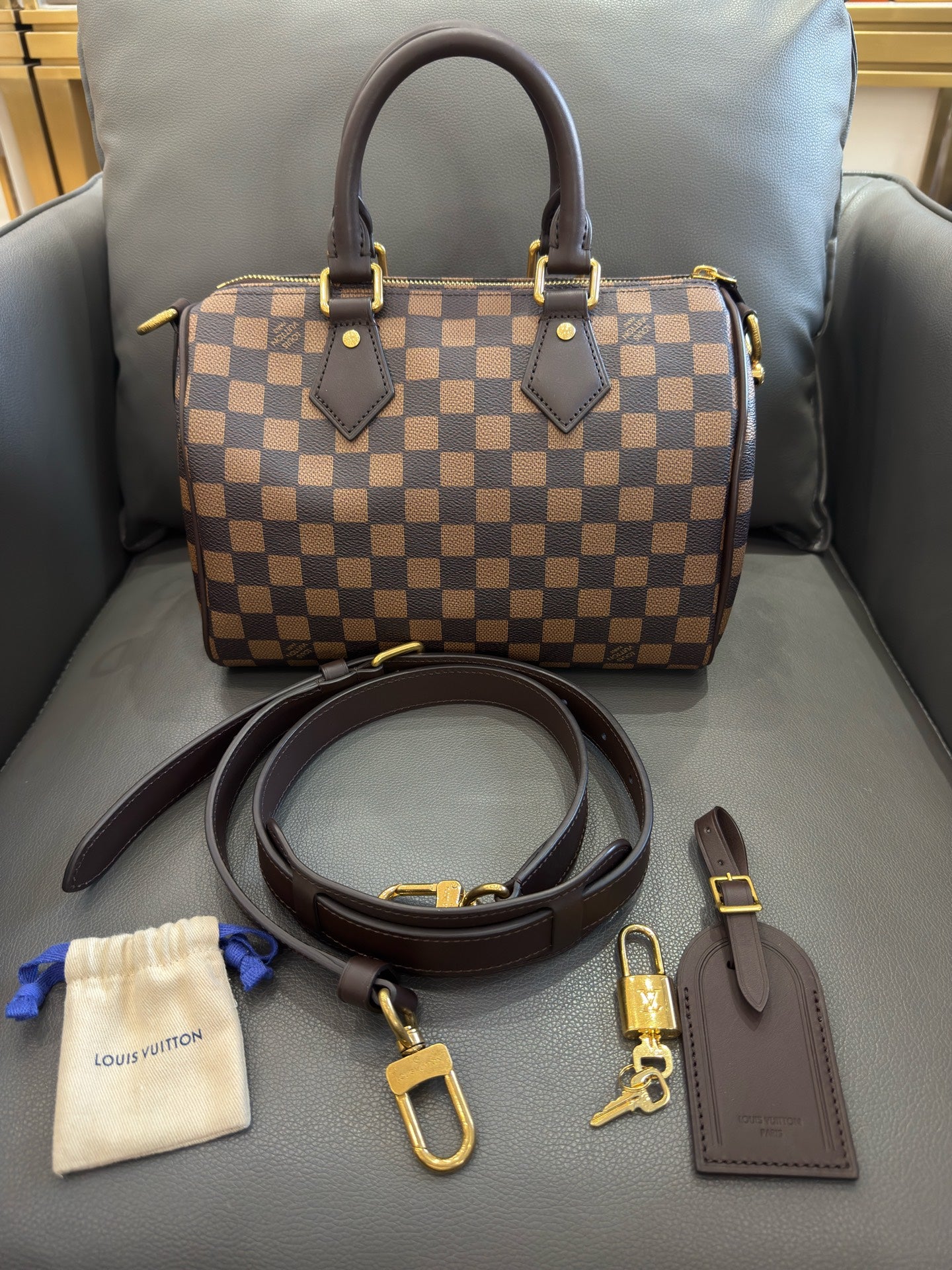 Louis Vuitton - Speedy 25 Nigo Damier - Coated canvas with leather trim - Brown - (small)