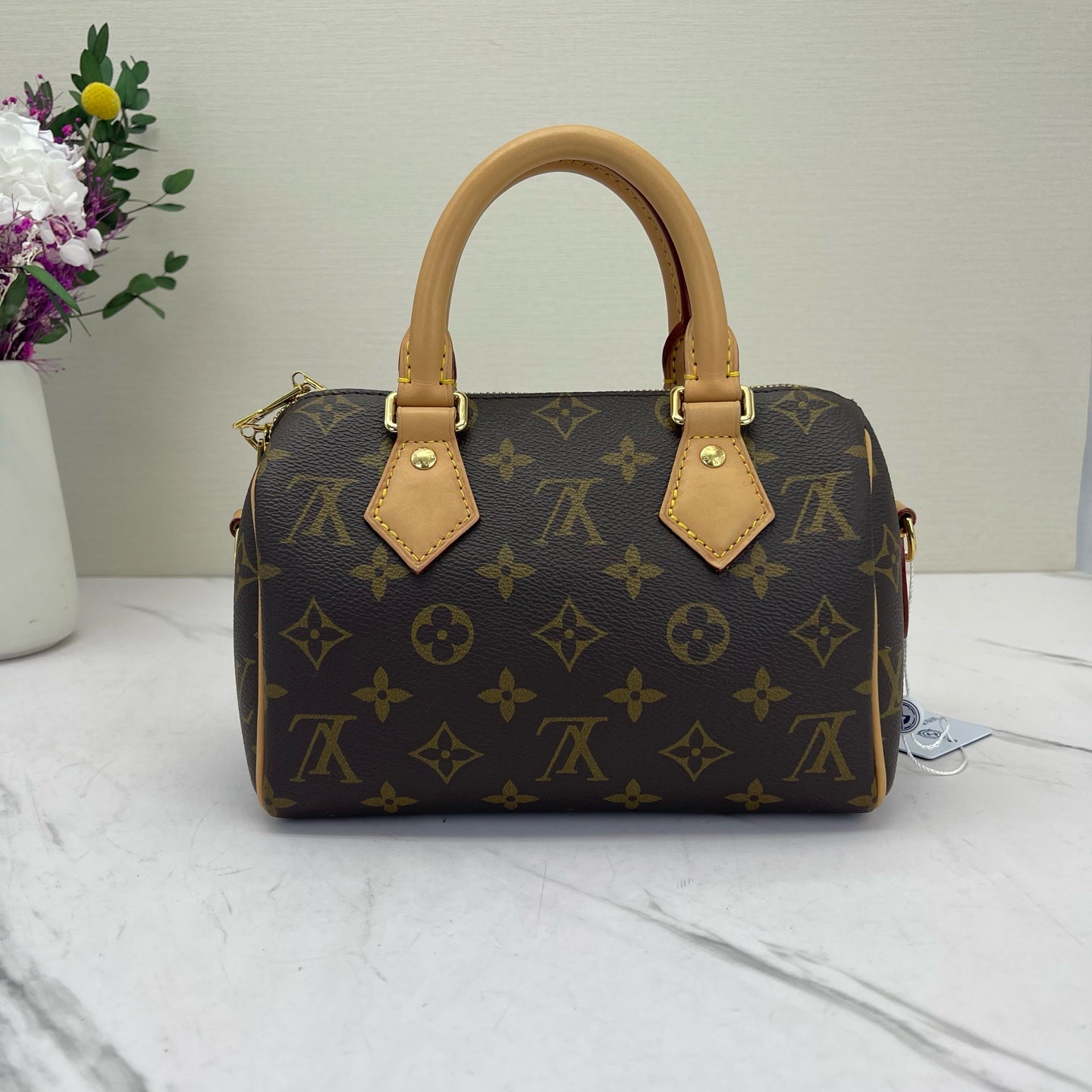Louis Vuitton - Speedy Bandoulière 20 - Monogram coated canvas with Vachetta leather trim - Monogram Brown with natural cowhide - (mini)