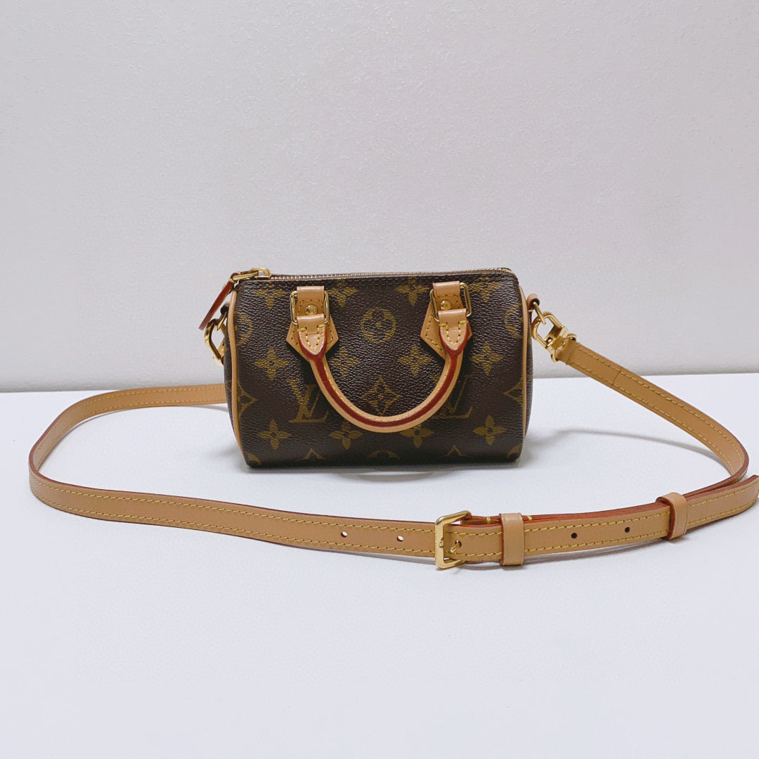Louis Vuitton - Speedy Nano - Monogram coated canvas with natural cowhide leather trim - Brown - (mini)