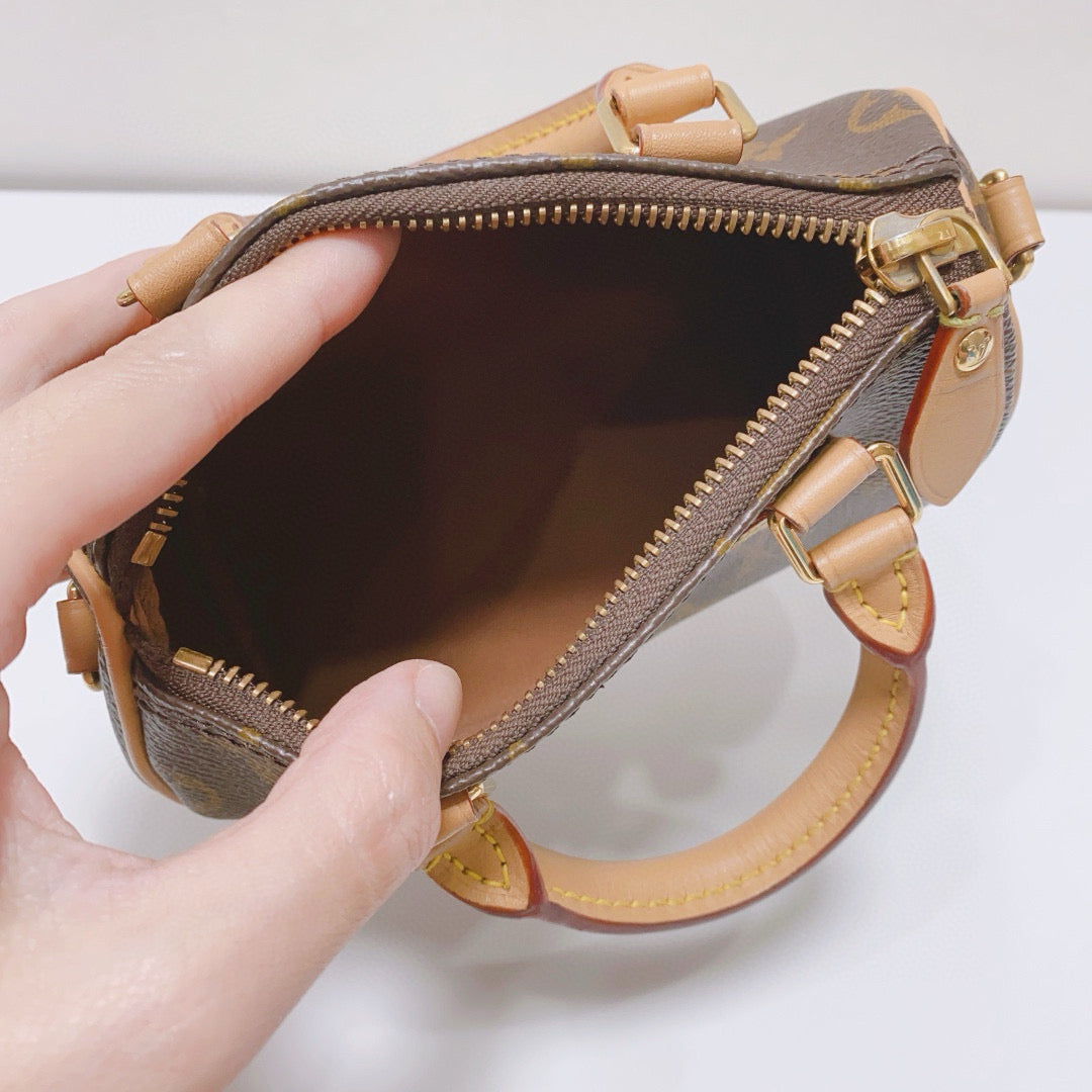 Louis Vuitton - Speedy Nano - Monogram coated canvas with natural cowhide leather trim - Brown - (mini)