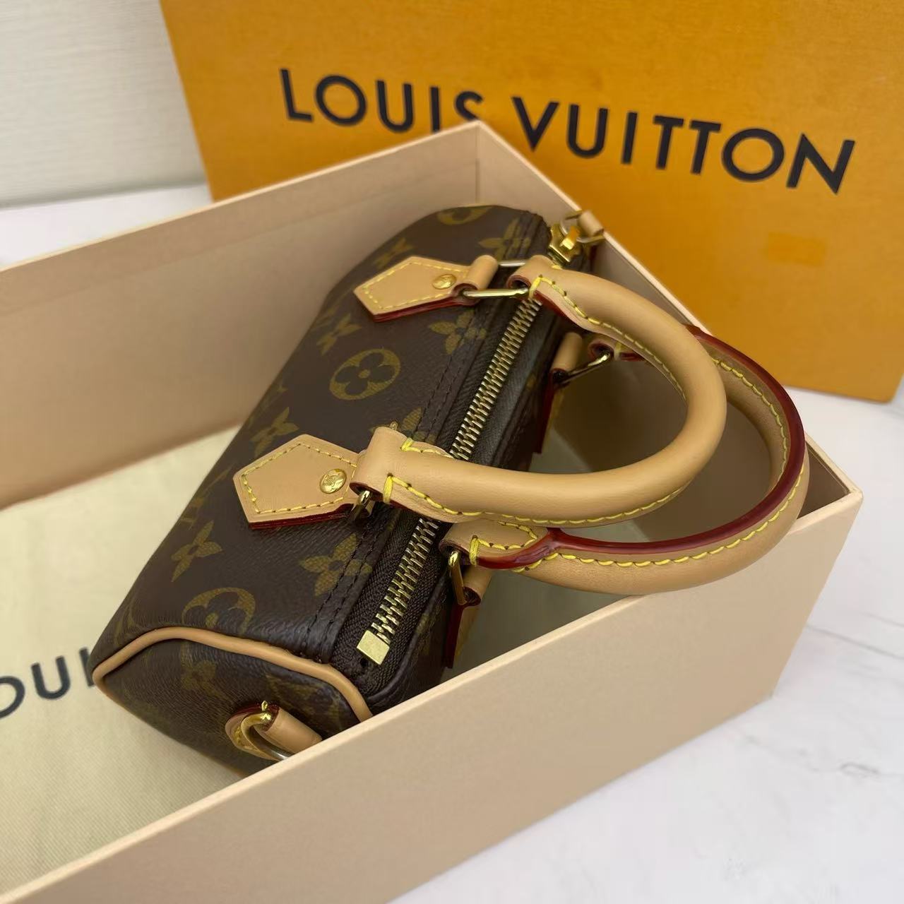 Louis Vuitton - Speedy Nano - Monogram coated canvas with natural cowhide leather trim - Brown - (mini)