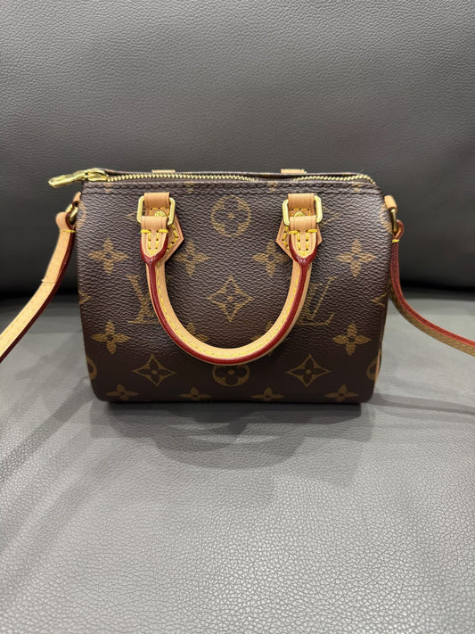 Louis Vuitton - Speedy Nano - Monogram coated canvas with Vachetta leather trim - Brown with Natural Vachetta and Gold-Tone Hardware - (mini)
