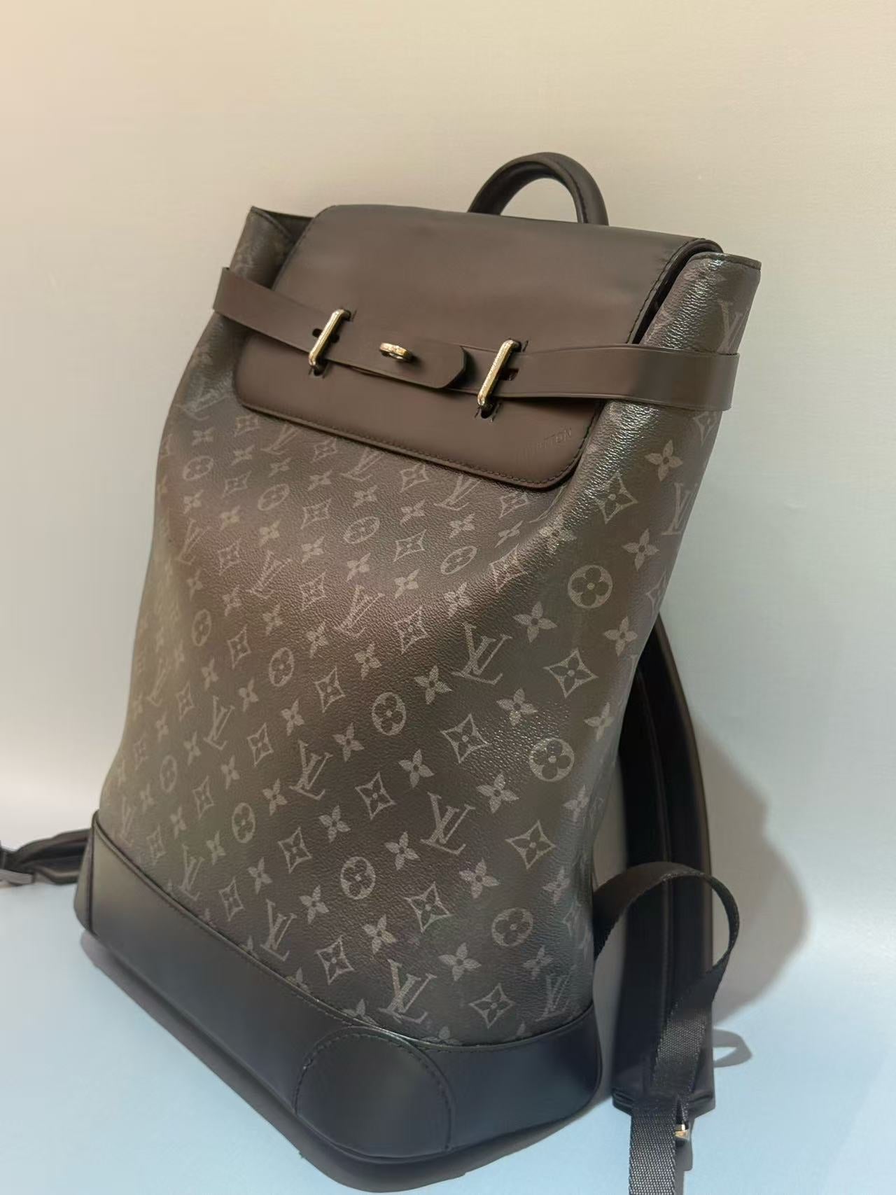 Louis Vuitton - Steamer Backpack - Monogram Eclipse coated canvas with cowhide leather trim - Black - (Large)