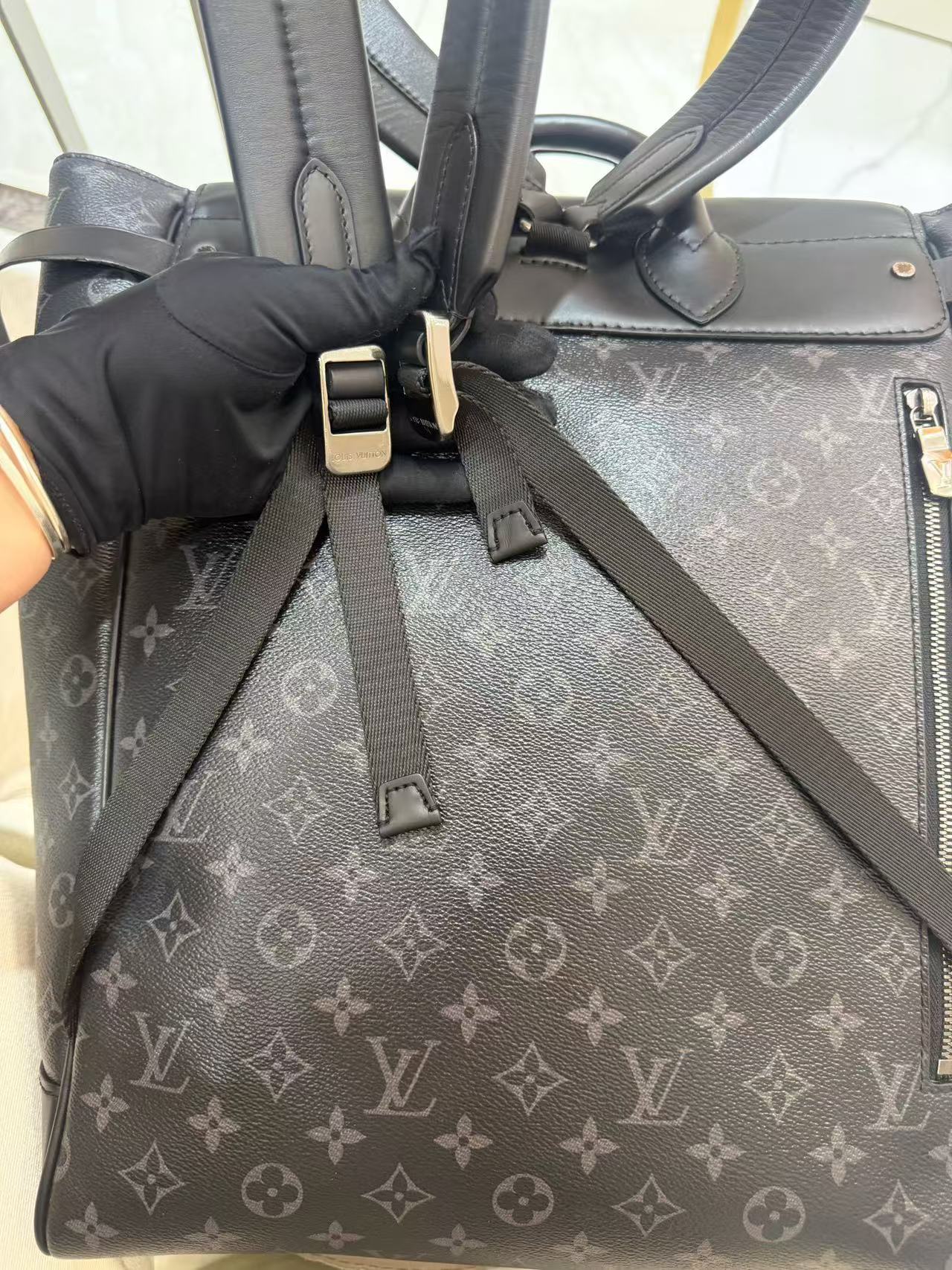 Louis Vuitton - Steamer Backpack - Monogram Eclipse coated canvas with cowhide leather trim - Black - (Large)