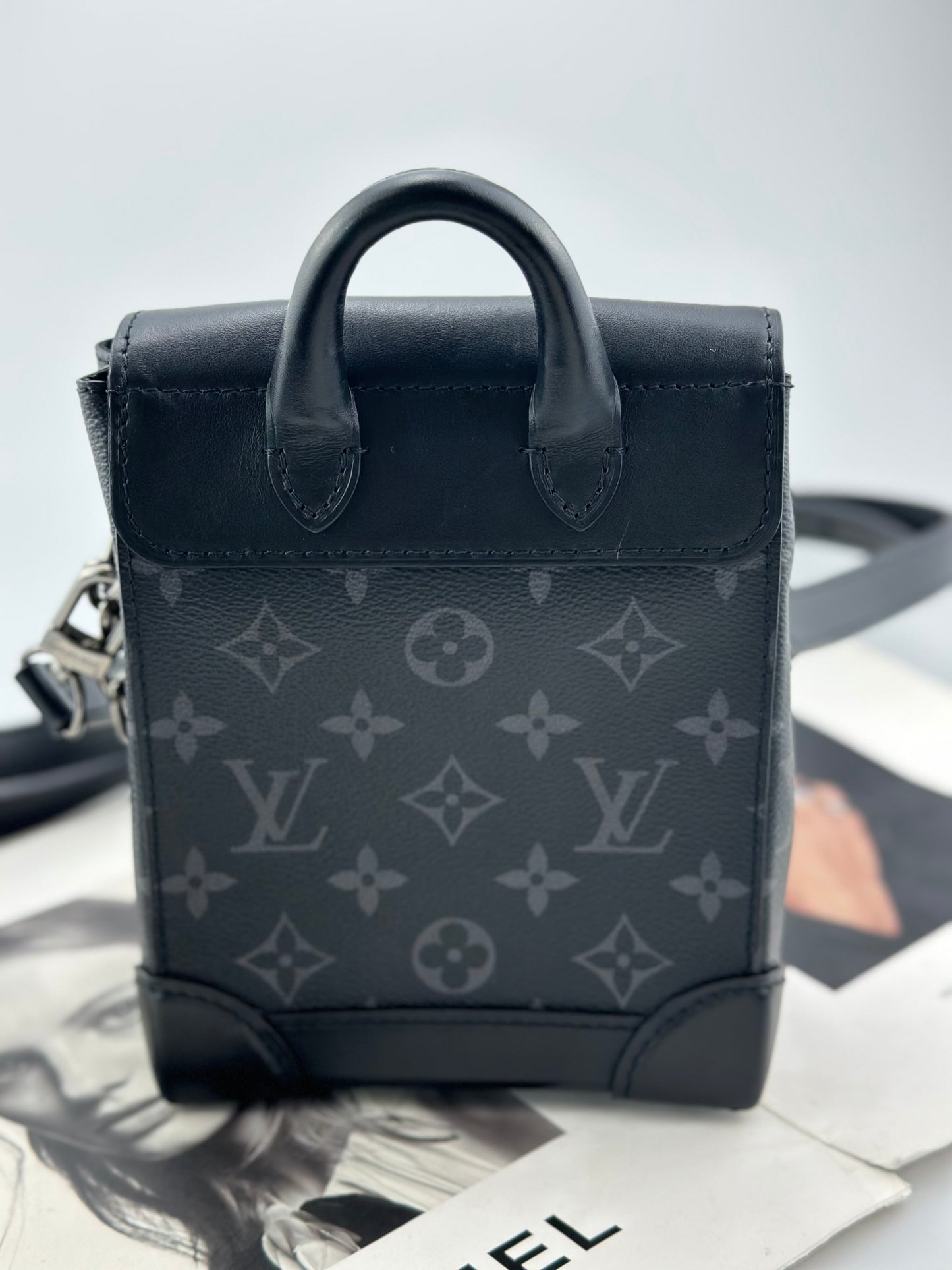 Louis Vuitton - Steamer Nano - Monogram Eclipse coated canvas with leather trim - Black - (mini)