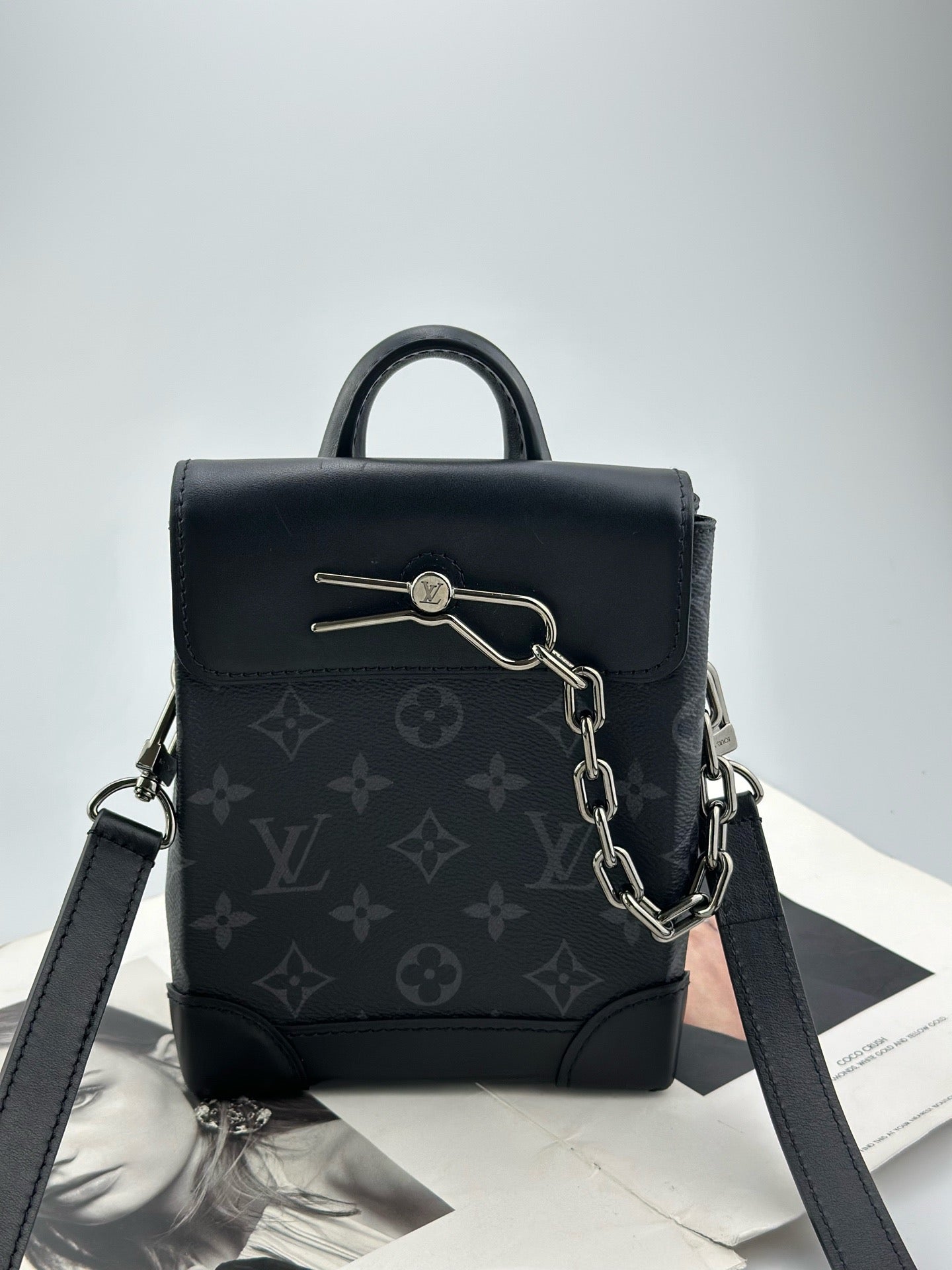 Louis Vuitton - Steamer Nano - Monogram Eclipse coated canvas with leather trim - Black - (mini)