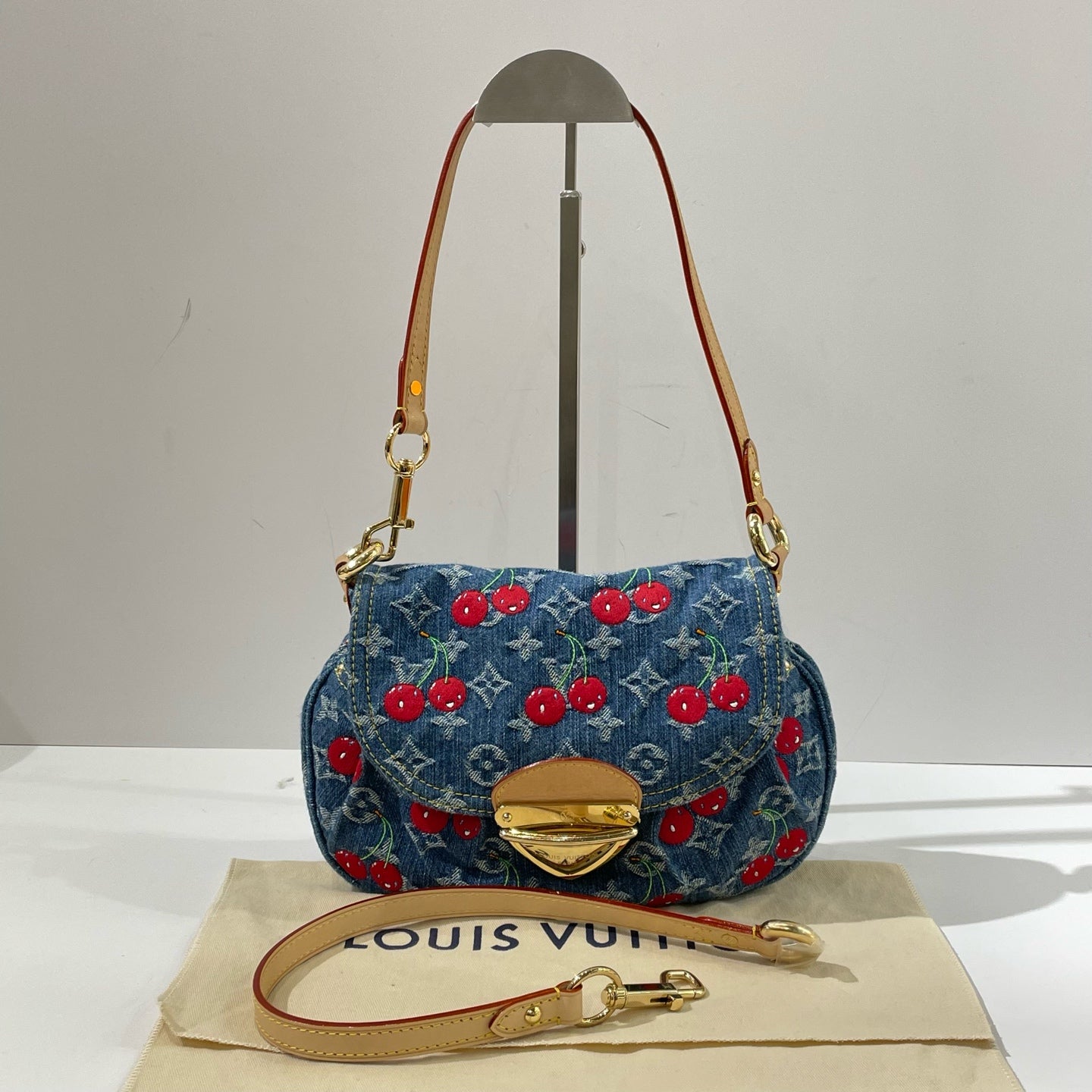 Louis Vuitton - Sunset Cherry - Denim canvas with Vachetta leather trim - Blue with Red Cherries - (small)