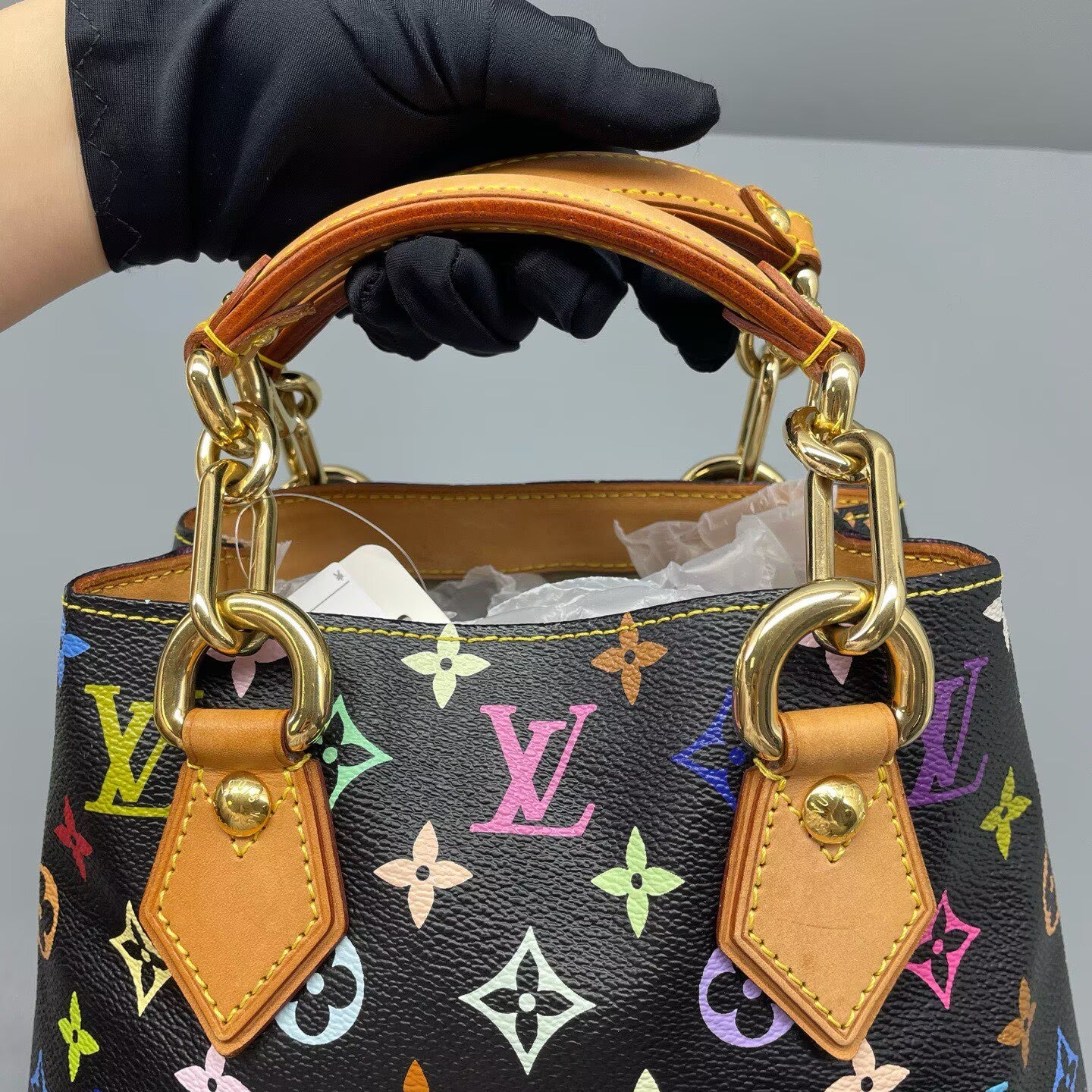 Louis Vuitton - Tote Bag - Monogram Multicolore Canvas with Vachetta leather trim - Black canvas with multicolour monogram and natural brown vachetta leather - (Small)