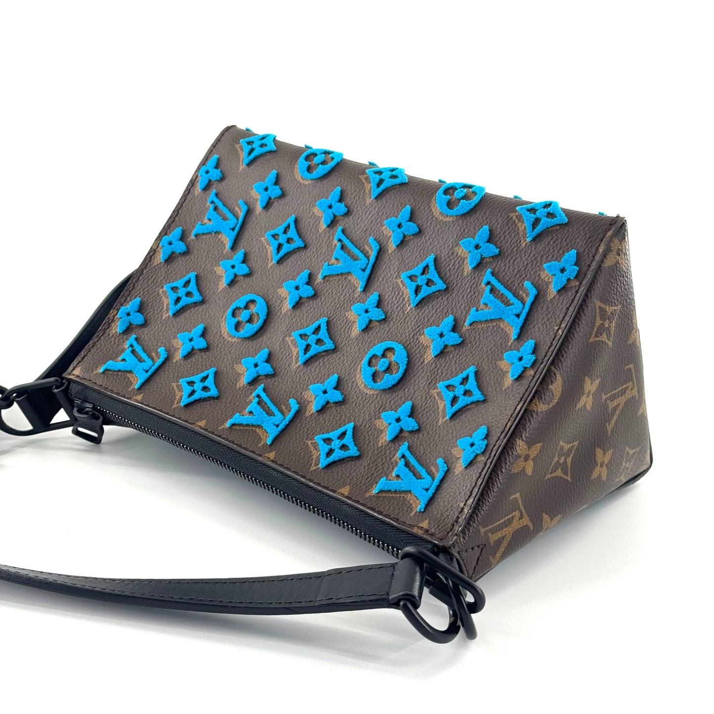 Louis Vuitton - Triangle Bag - Monogram canvas with velvet flocking and leather trim - Brown and Blue with Black trim - (Mini)