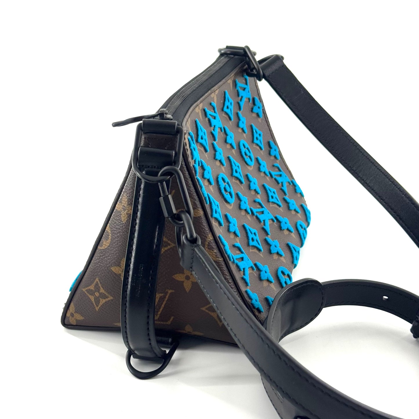 Louis Vuitton - Triangle Bag - Monogram canvas with velvet flocking and leather trim - Brown and Blue with Black trim - (Mini)