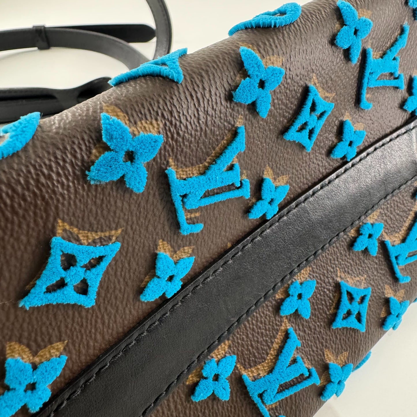 Louis Vuitton - Triangle Bag - Monogram canvas with velvet flocking and leather trim - Brown and Blue with Black trim - (Mini)