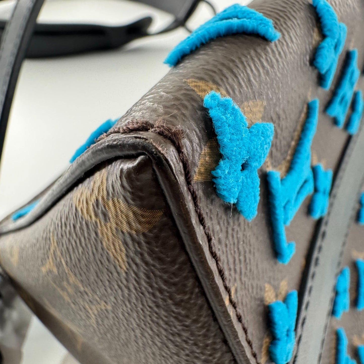 Louis Vuitton - Triangle Bag - Monogram canvas with velvet flocking and leather trim - Brown and Blue with Black trim - (Mini)
