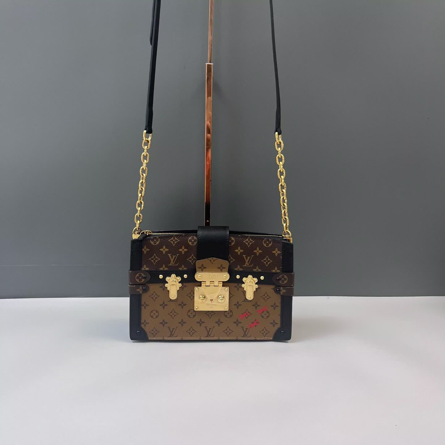 Louis Vuitton - Trunk Clutch - Monogram coated canvas with leather trim - Brown and Caramel with Black Trim - (mini)