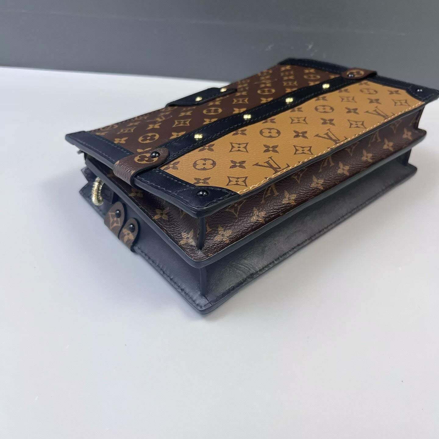 Louis Vuitton - Trunk Clutch - Monogram coated canvas with leather trim - Brown and Caramel with Black Trim - (mini)