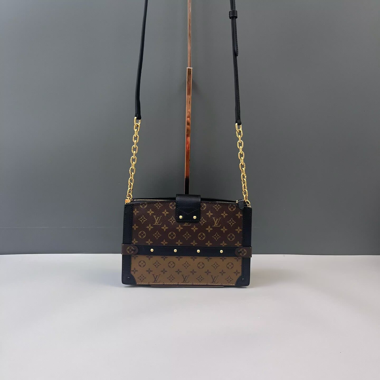 Louis Vuitton - Trunk Clutch - Monogram coated canvas with leather trim - Brown and Caramel with Black Trim - (mini)