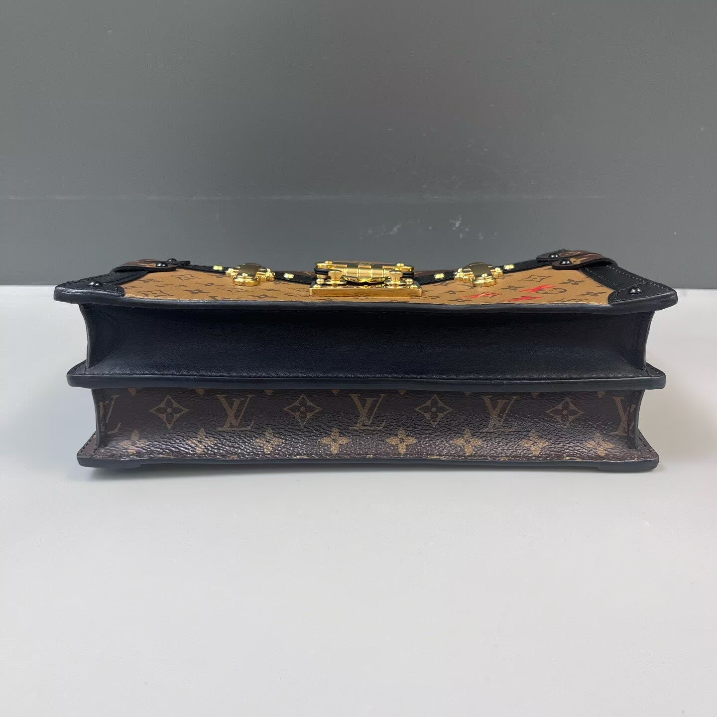 Louis Vuitton - Trunk Clutch - Monogram coated canvas with leather trim - Brown and Caramel with Black Trim - (mini)