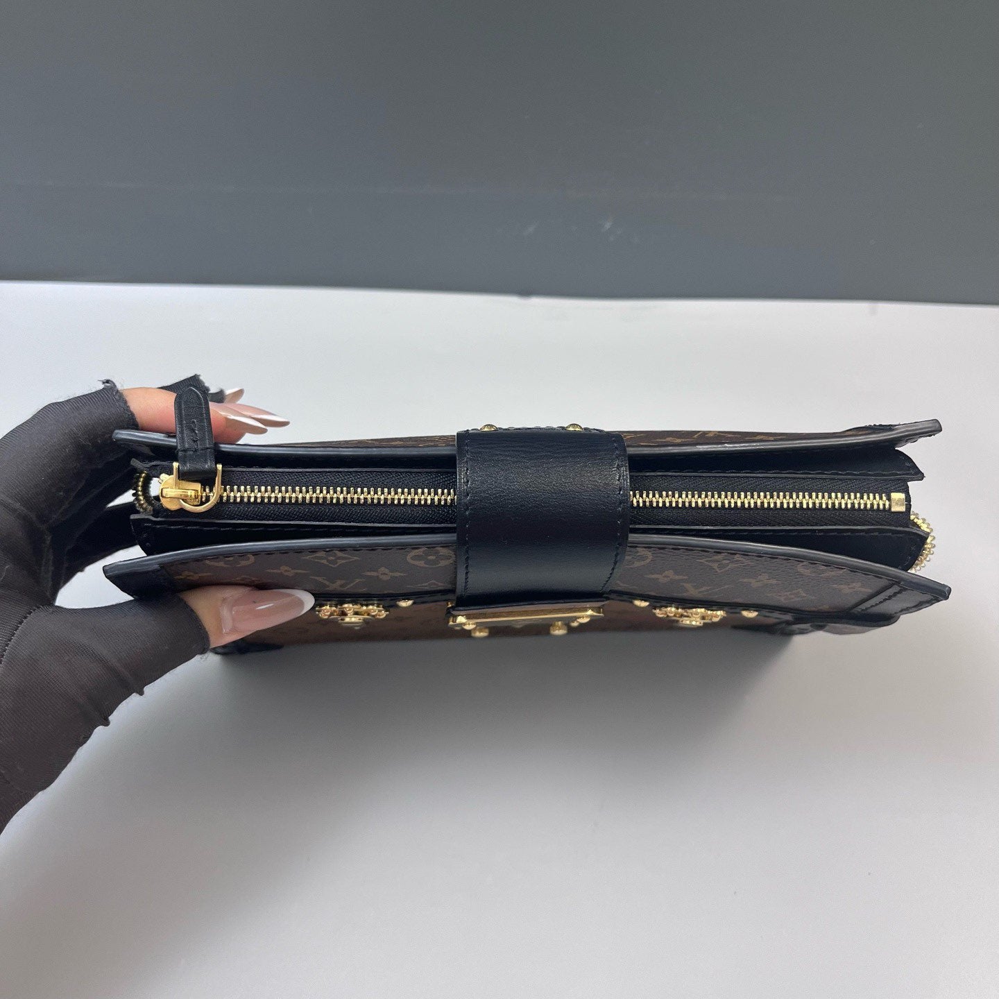 Louis Vuitton - Trunk Clutch - Monogram coated canvas with leather trim - Brown and Caramel with Black Trim - (mini)