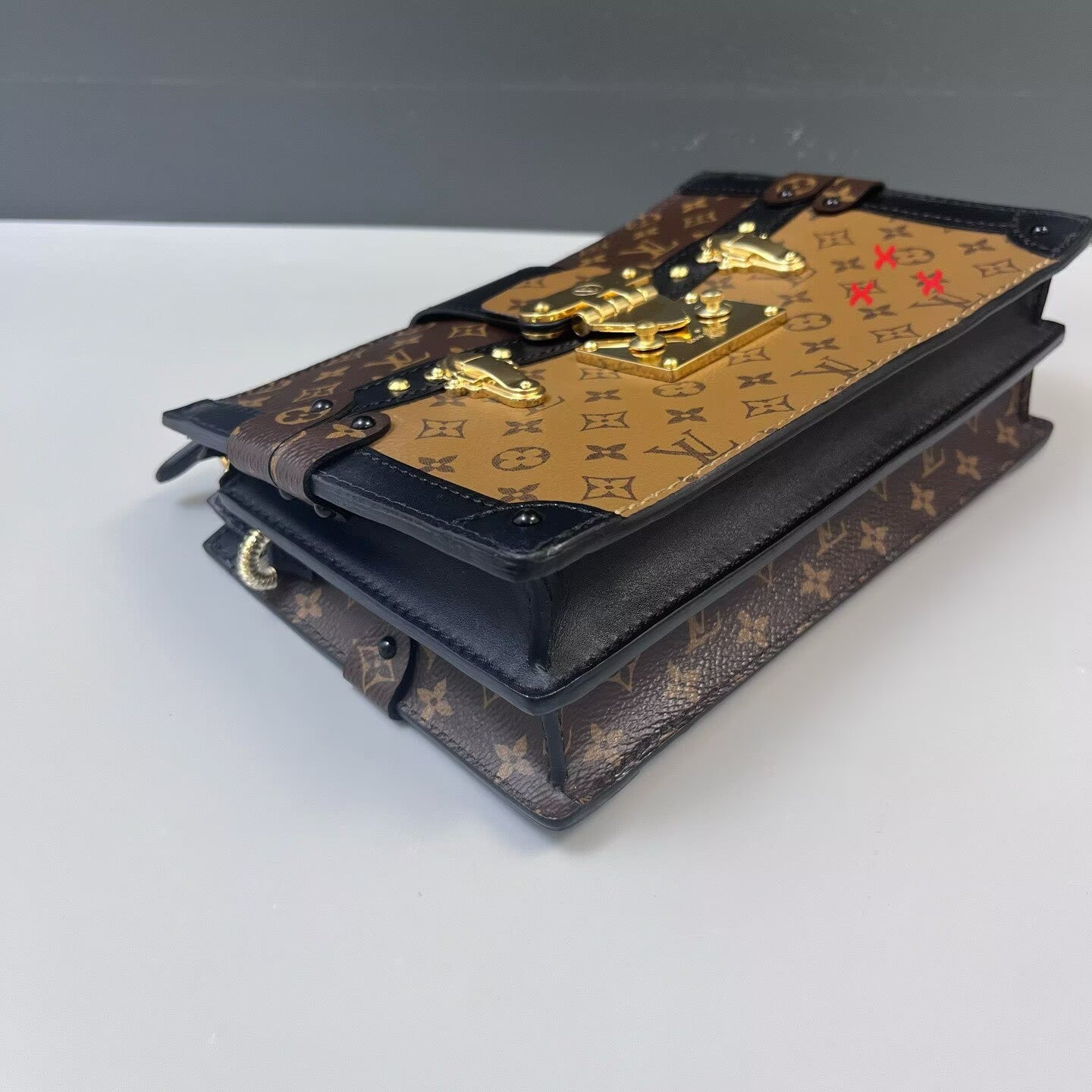 Louis Vuitton - Trunk Clutch - Monogram coated canvas with leather trim - Brown and Caramel with Black Trim - (mini)