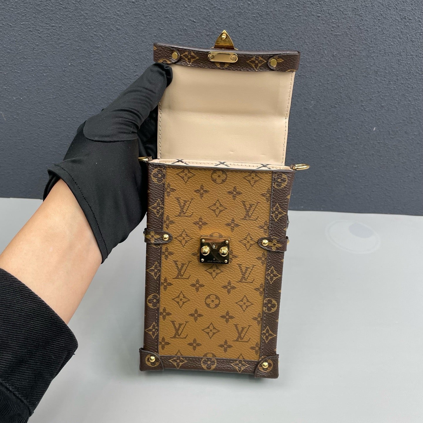 Louis Vuitton - Trunk Vertical Phone Bag - Monogram coated canvas with leather trim - Brown - (mini)