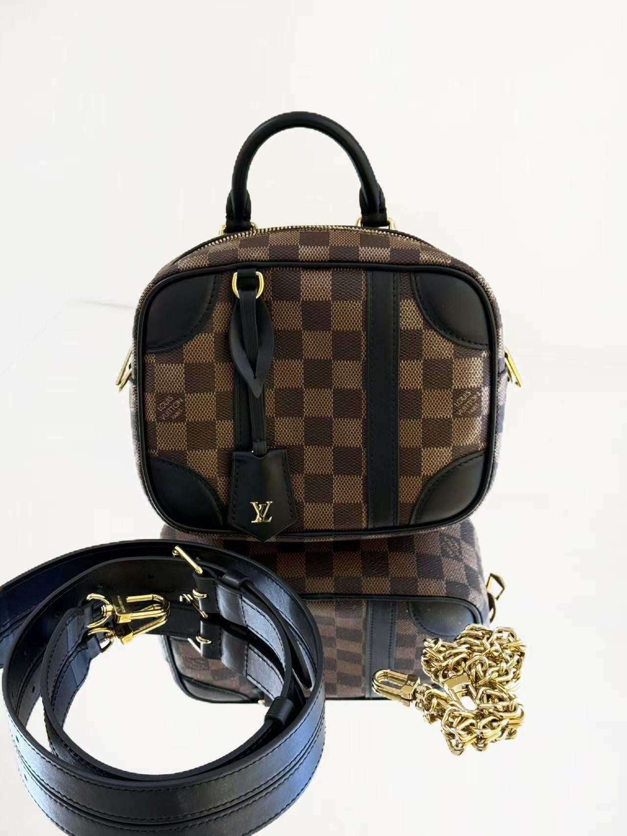 Louis Vuitton - Valisette Souple BB - Damier Ebene coated canvas with black leather trim - Brown - (mini)