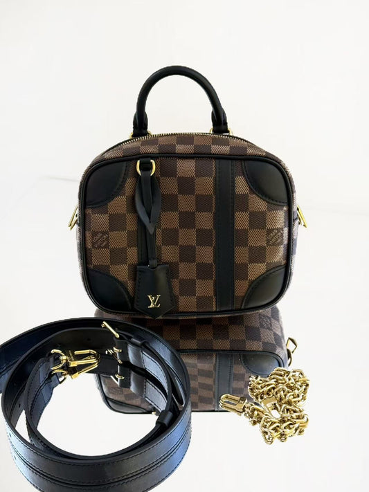 Louis Vuitton - Valisette Souple BB - Damier Ebene coated canvas with black leather trim - Brown - (mini)