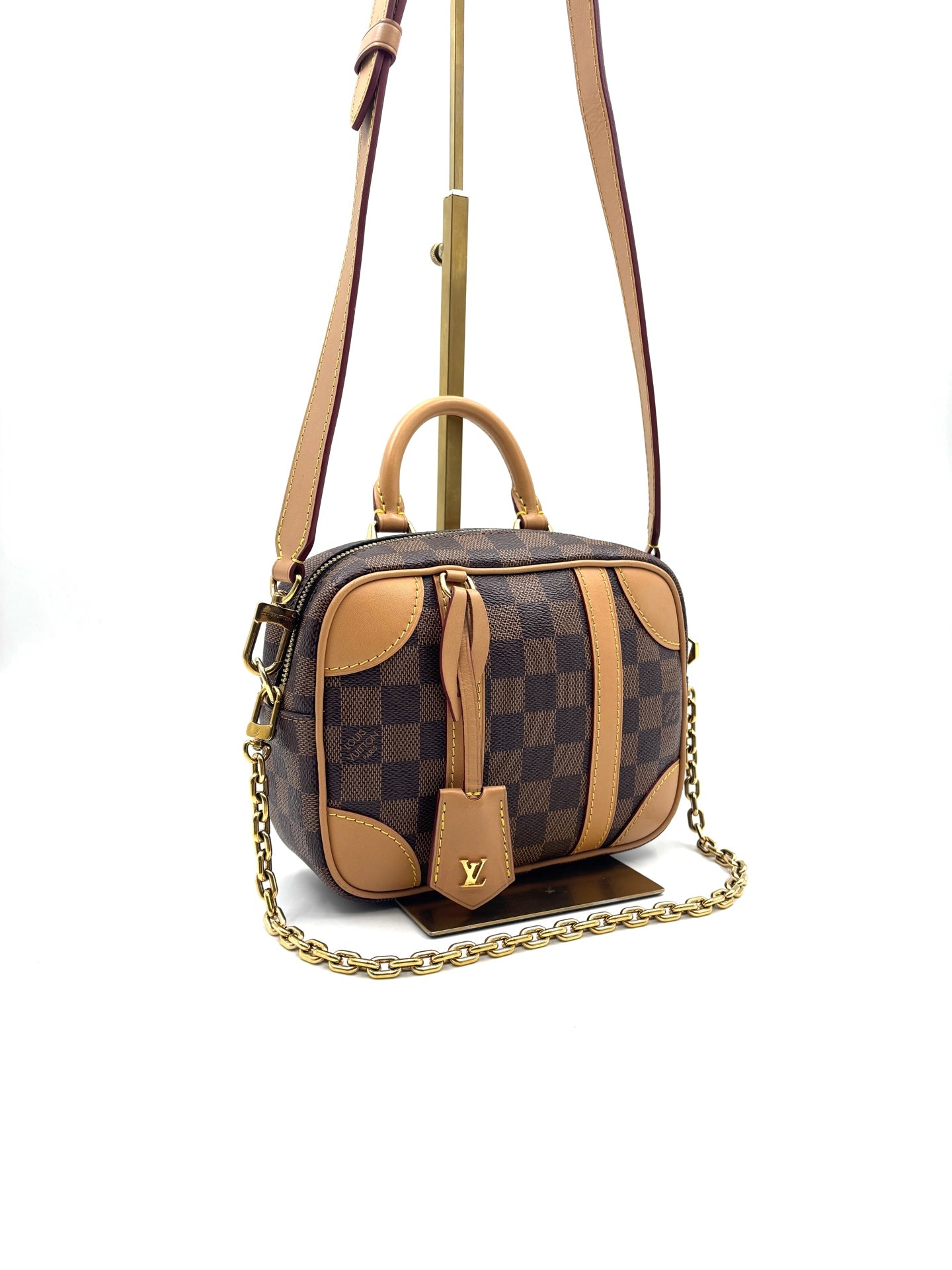 Louis Vuitton - Valisette Souple BB - Damier Ebene Coated Canvas with Natural Vachetta Leather Trim - Brown with Natural Leather Trim - (mini)