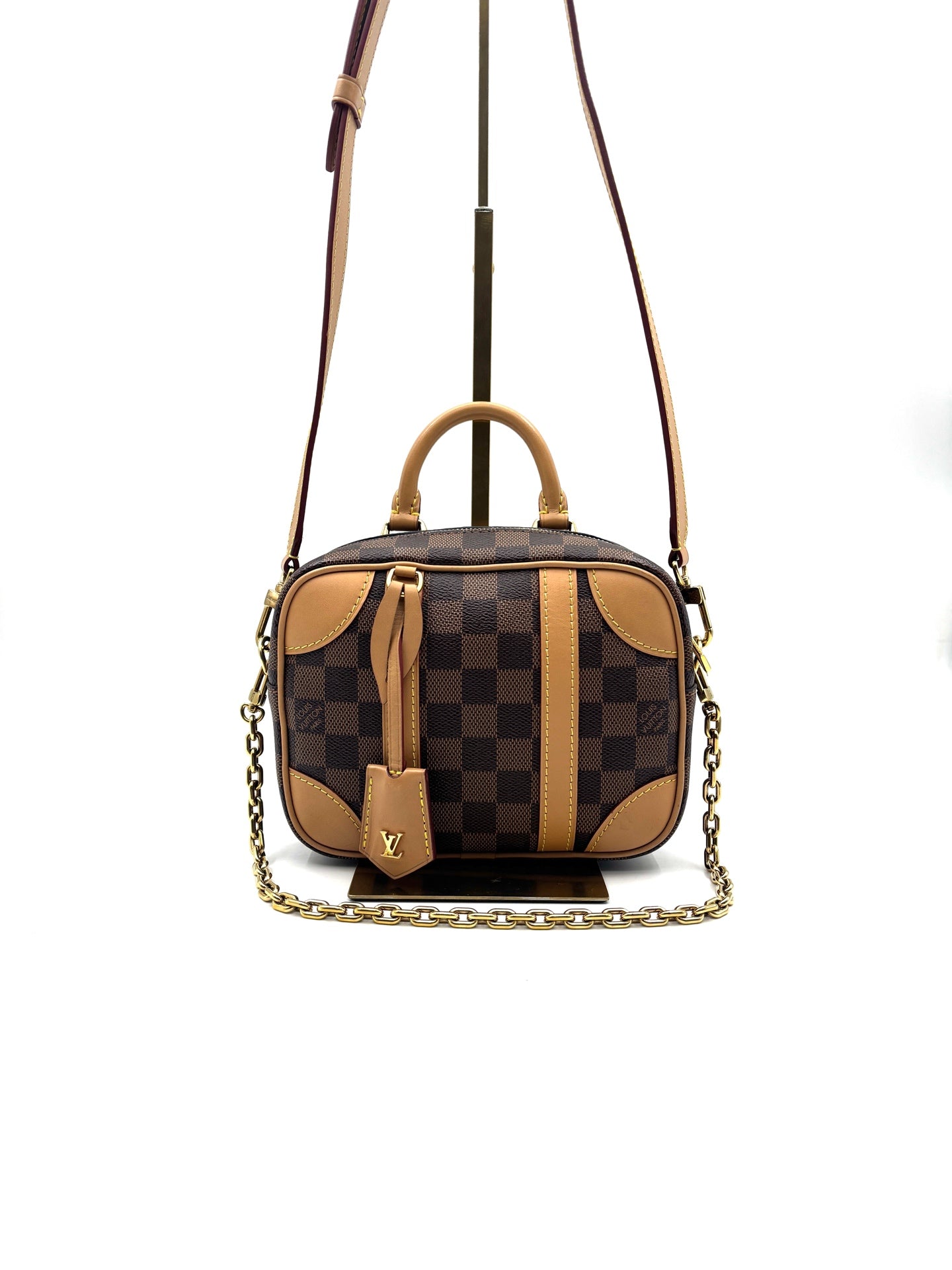 Louis Vuitton - Valisette Souple BB - Damier Ebene Coated Canvas with Natural Vachetta Leather Trim - Brown with Natural Leather Trim - (mini)