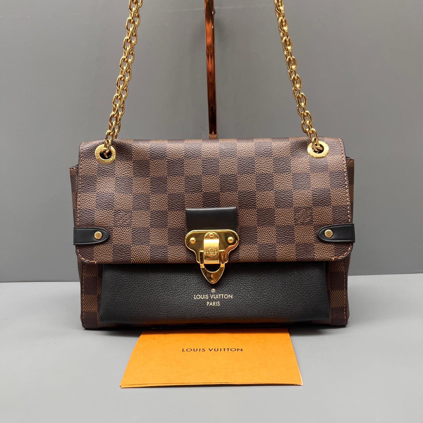 Louis Vuitton - Vavin Chain Bag - Damier Ebene coated canvas with black grained leather trim - Brown - (Small)