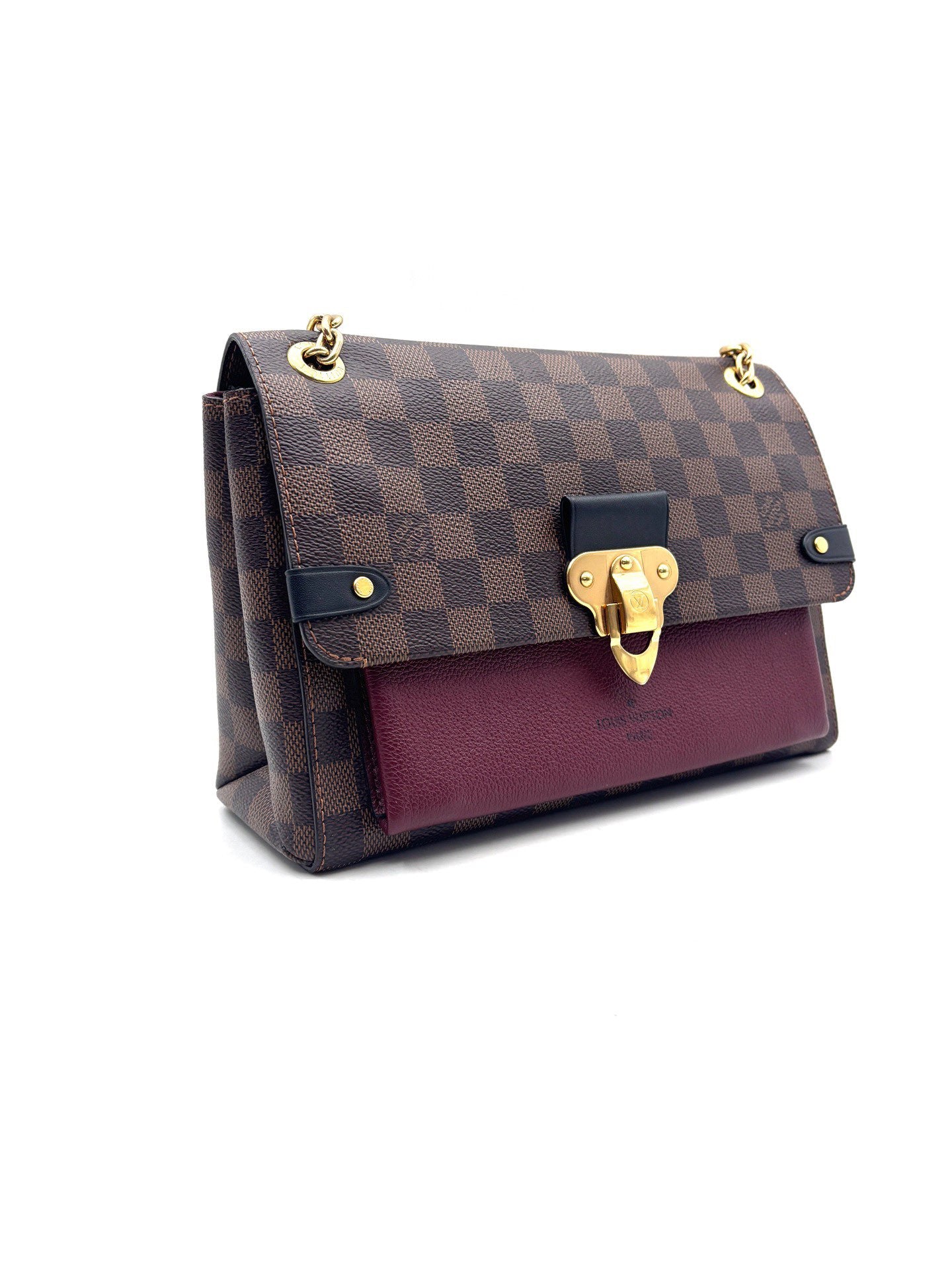 Louis Vuitton - Vavin - Damier Ebene canvas with leather trim - Brown with Burgundy accents - (Medium)