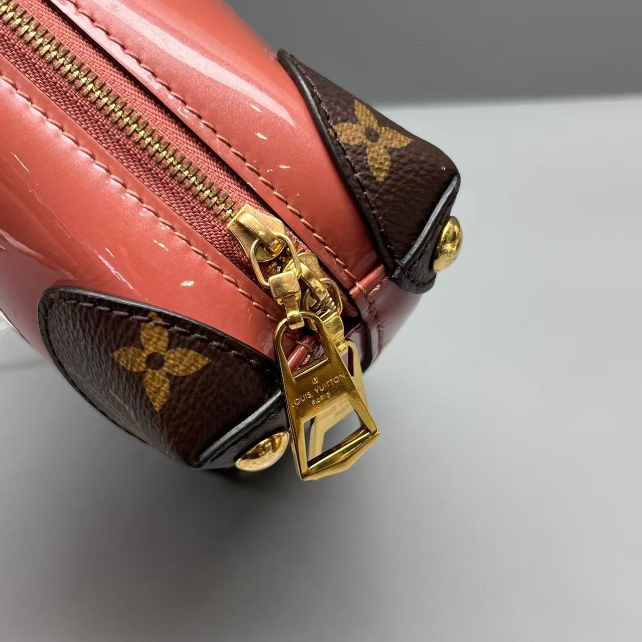 Louis Vuitton - Venice Soft Box Bag - Patent leather and Monogram coated canvas - Coral Pink with Brown accents - (Mini)