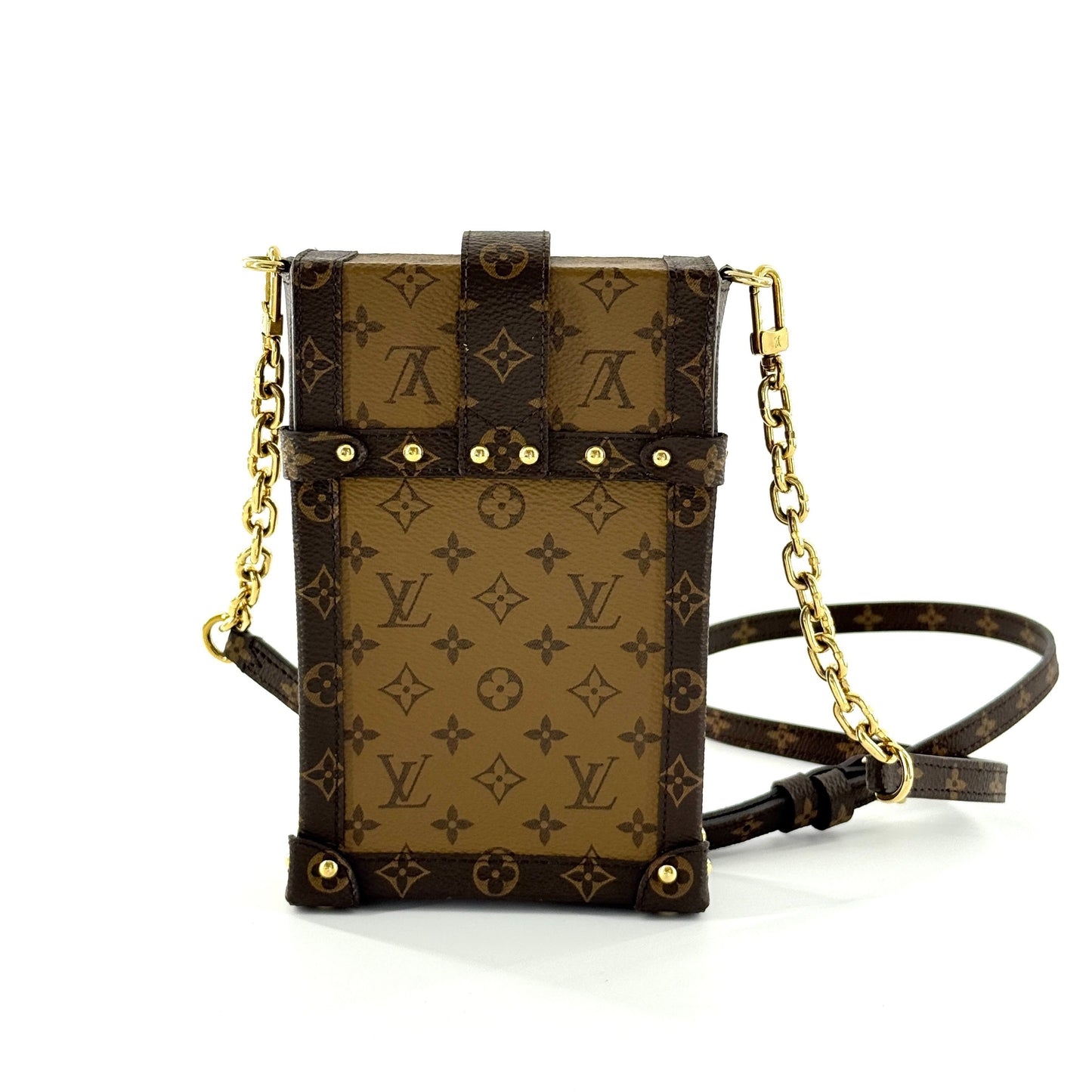 Louis Vuitton - Vertical Trunk Phone Holder - Monogram coated canvas with leather trim - Brown - (mini)