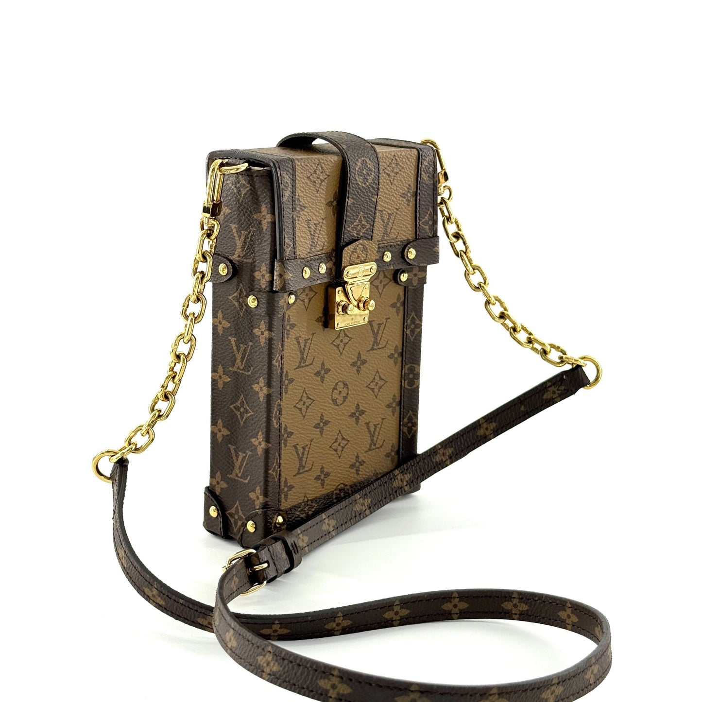 Louis Vuitton - Vertical Trunk Phone Holder - Monogram coated canvas with leather trim - Brown - (mini)