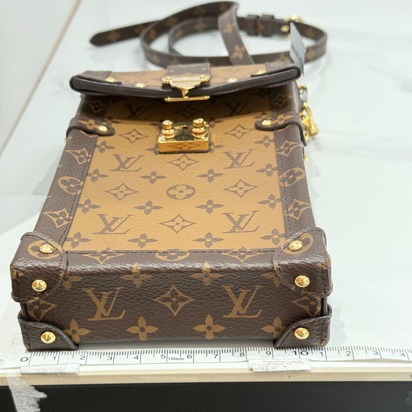 Louis Vuitton - Vertical Trunk Phone Holder - Monogram coated canvas with leather trim - Brown - (mini)