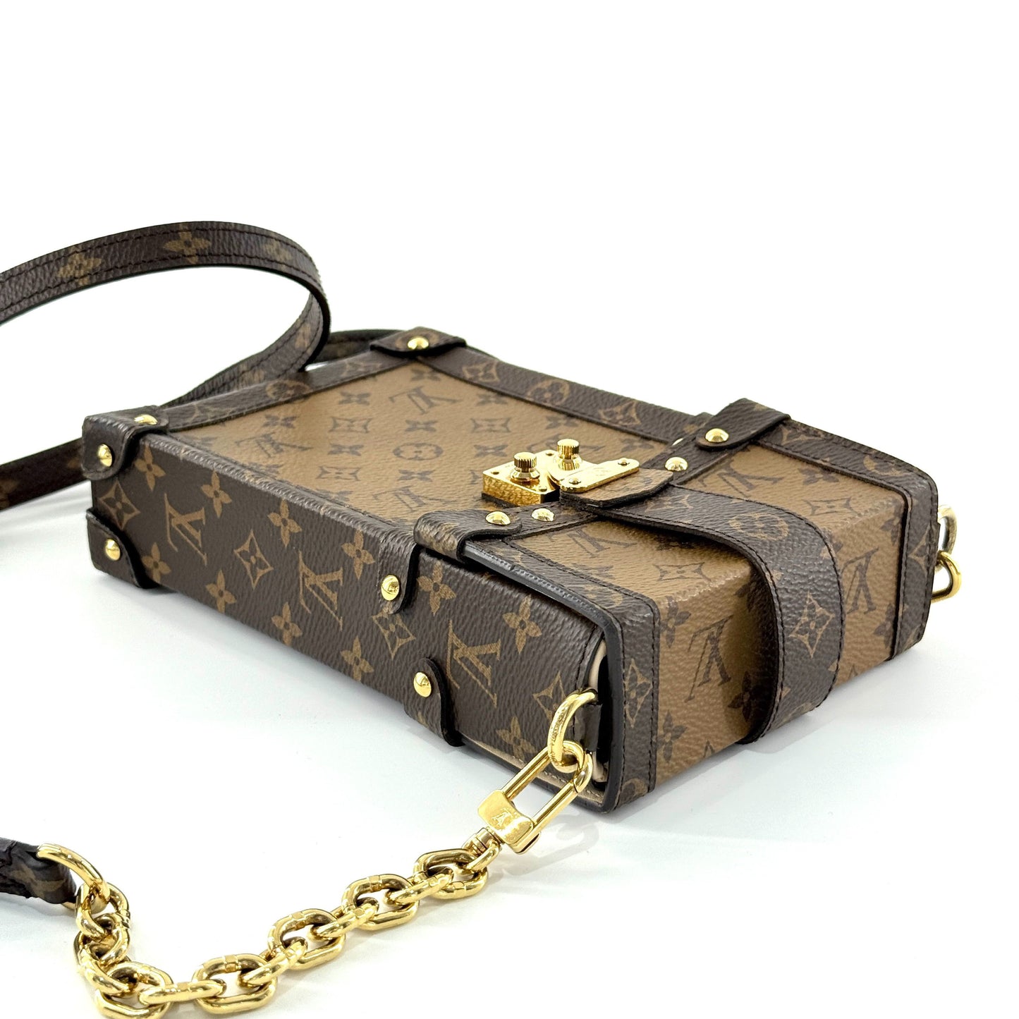 Louis Vuitton - Vertical Trunk Phone Holder - Monogram coated canvas with leather trim - Brown - (mini)