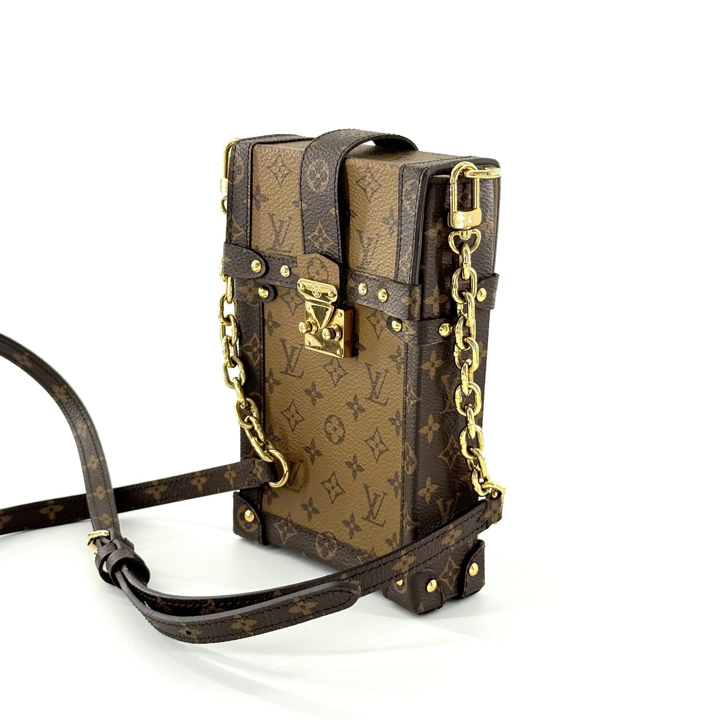 Louis Vuitton - Vertical Trunk Phone Holder - Monogram coated canvas with leather trim - Brown - (mini)