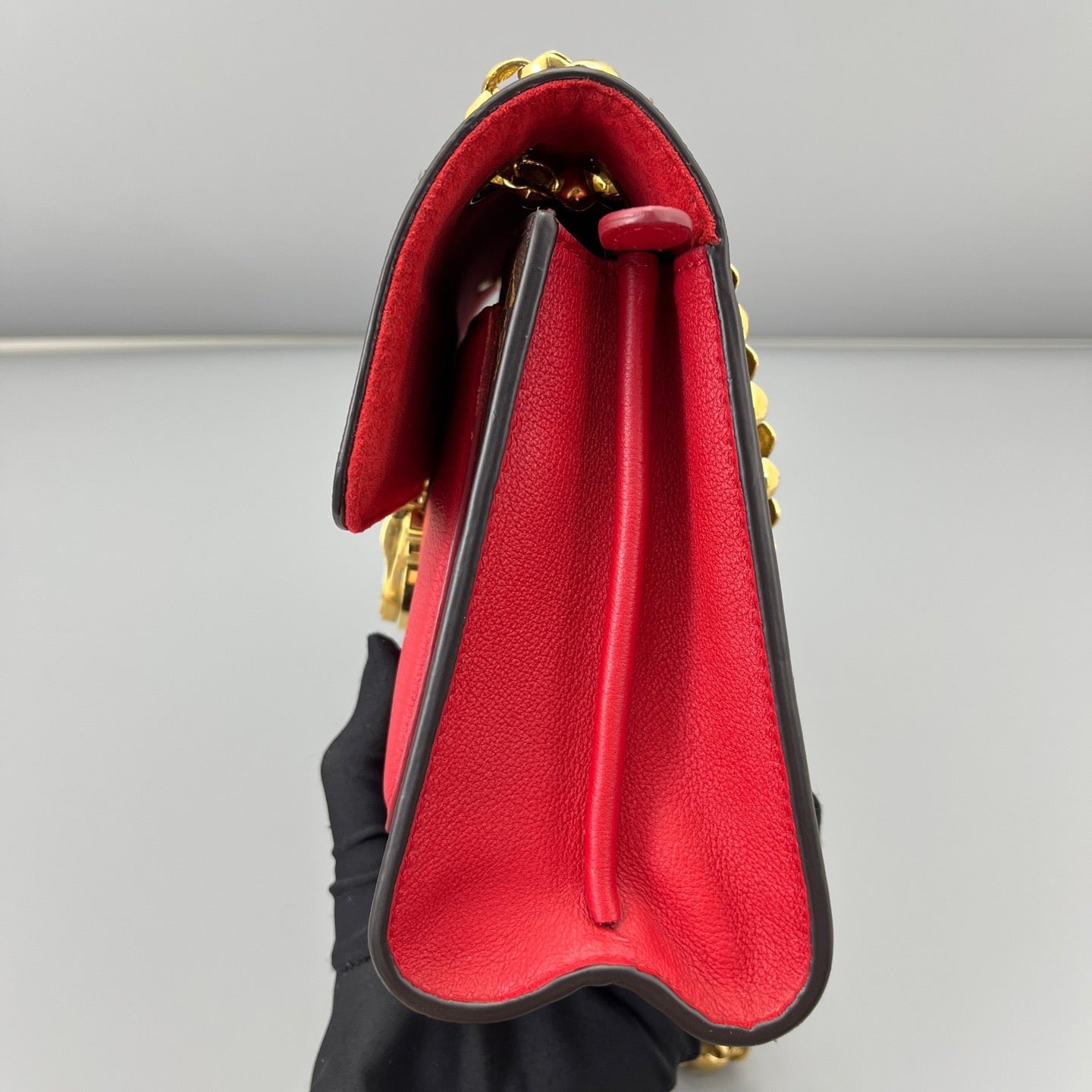 Louis Vuitton - Victoria Chain Bag - Monogram coated canvas with grained leather trim - Red - (medium)