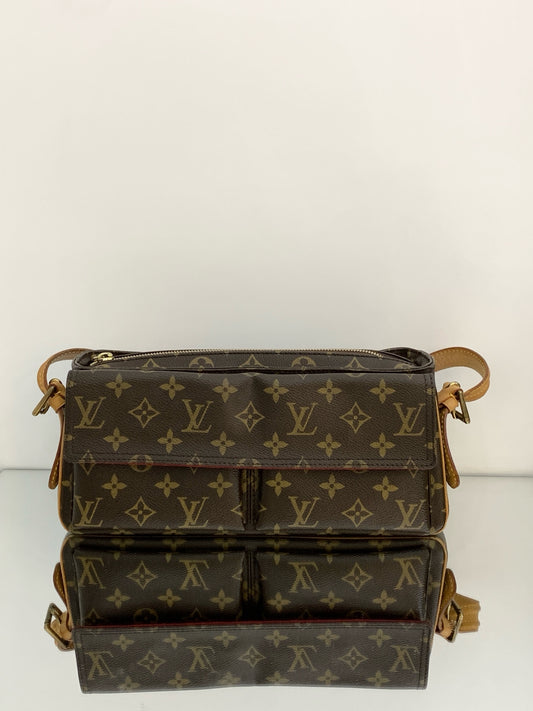 Louis Vuitton - Vintage Monogram Double Flap Shoulder Bag - Monogram coated canvas with Vachetta leather trim - Brown - (Small)