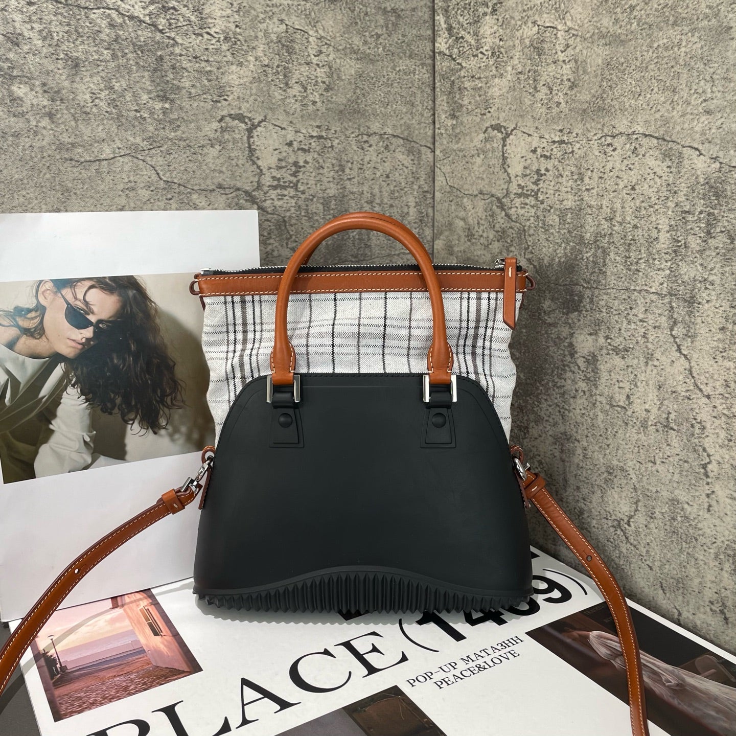 Maison Margiela - 5AC - Calfskin leather and fabric - Black and Tan - (small)