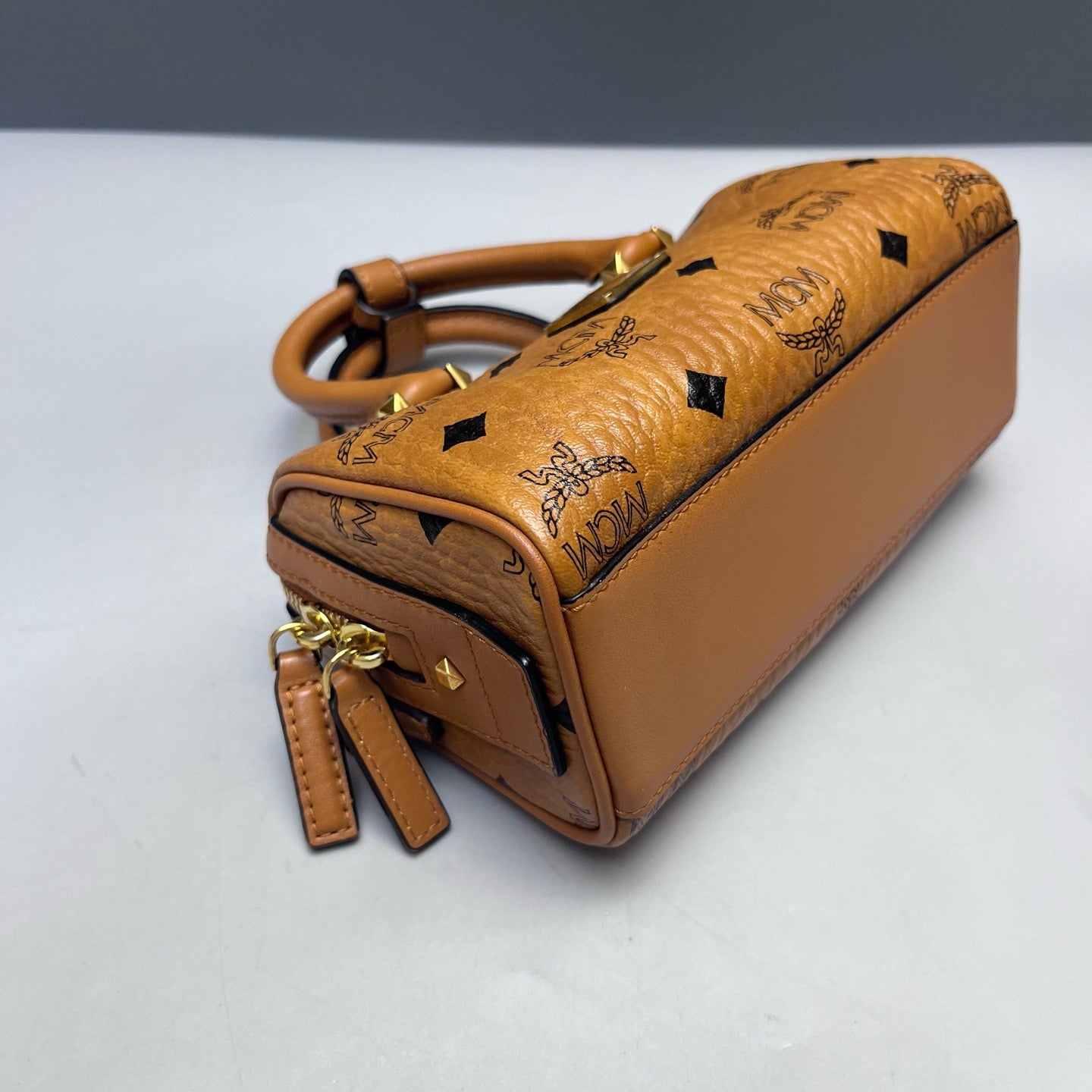 MCM - Boston Bag Mini - Leather - Brown - (mini)