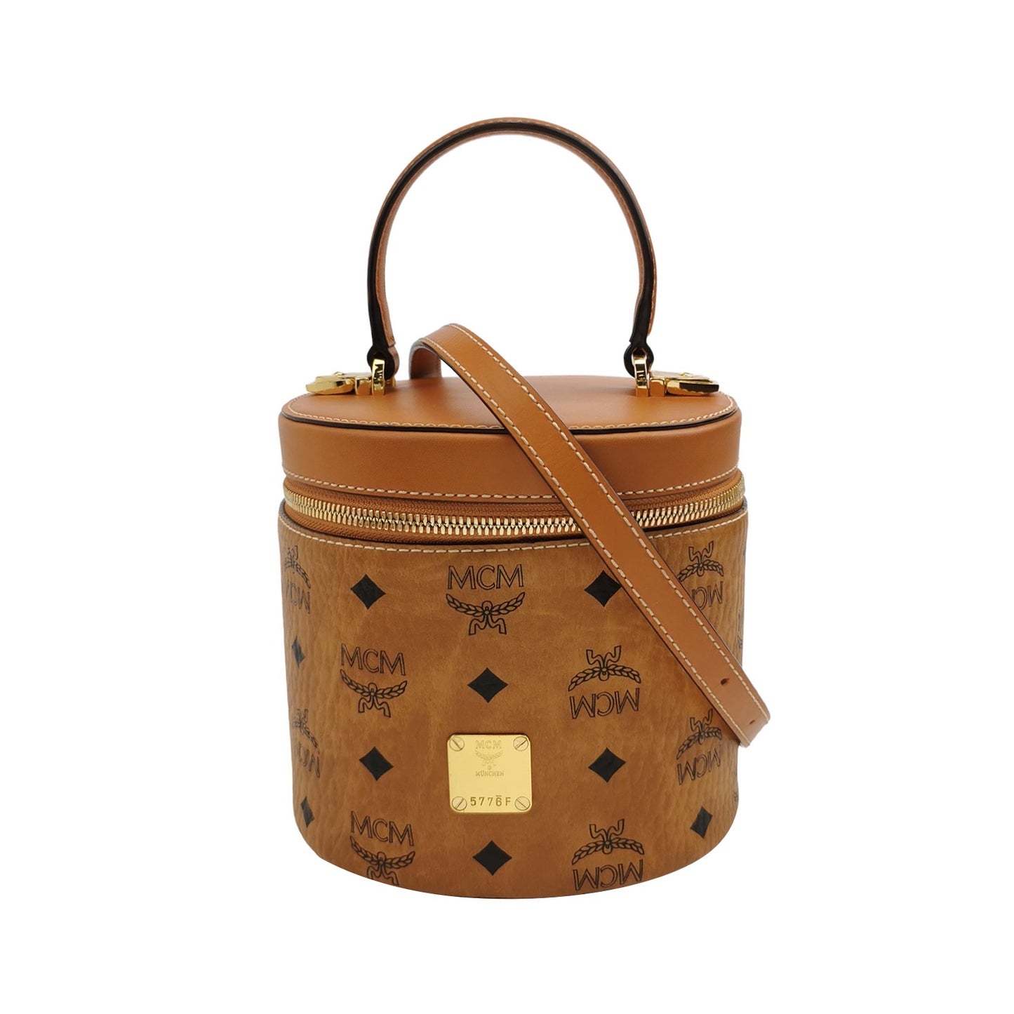 MCM - Visetos Bucket Bag - Visetos coated canvas with leather trim - Brown - (mini)