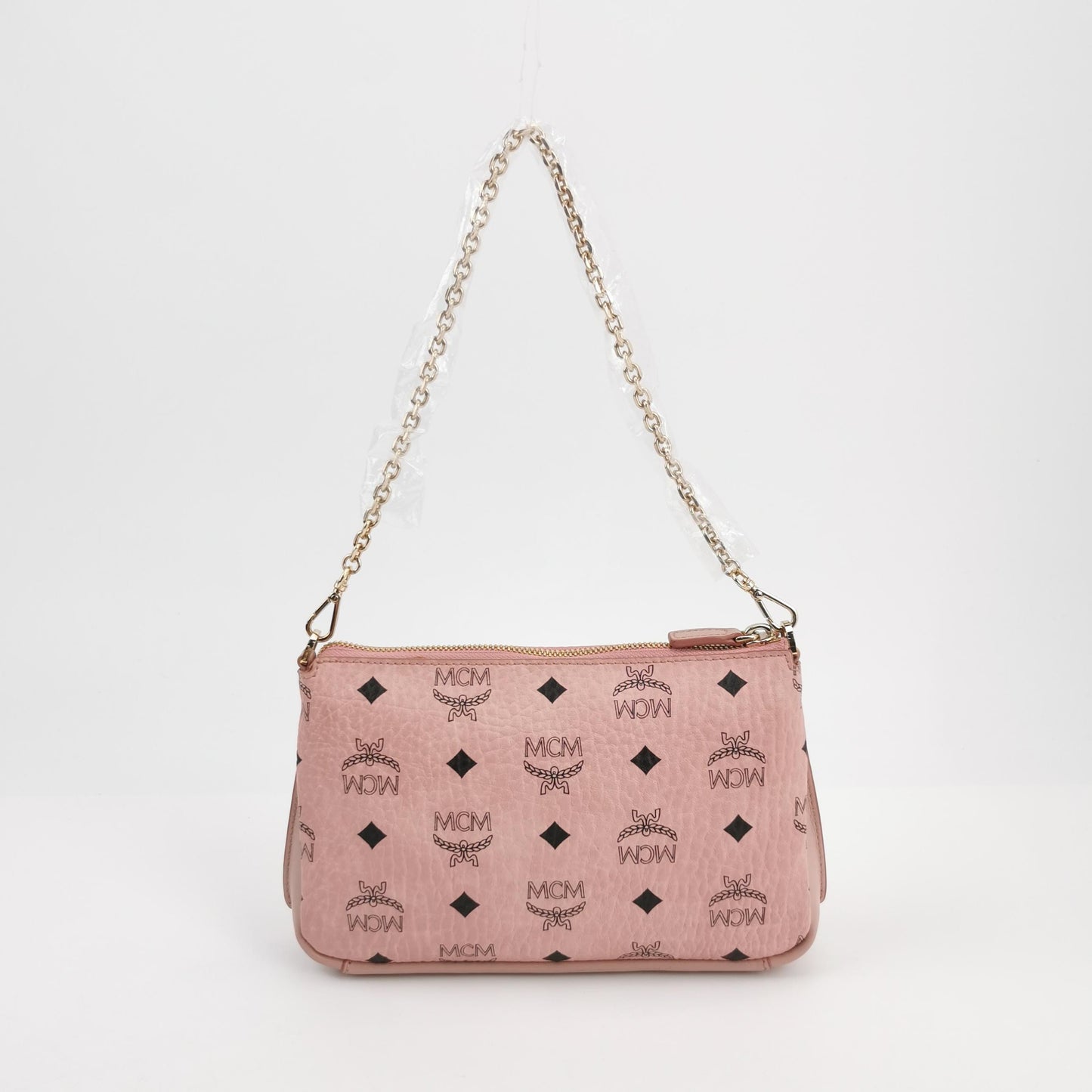 MCM - Visetos Mini Pochette - Coated canvas with leather trim - Pink - (mini)