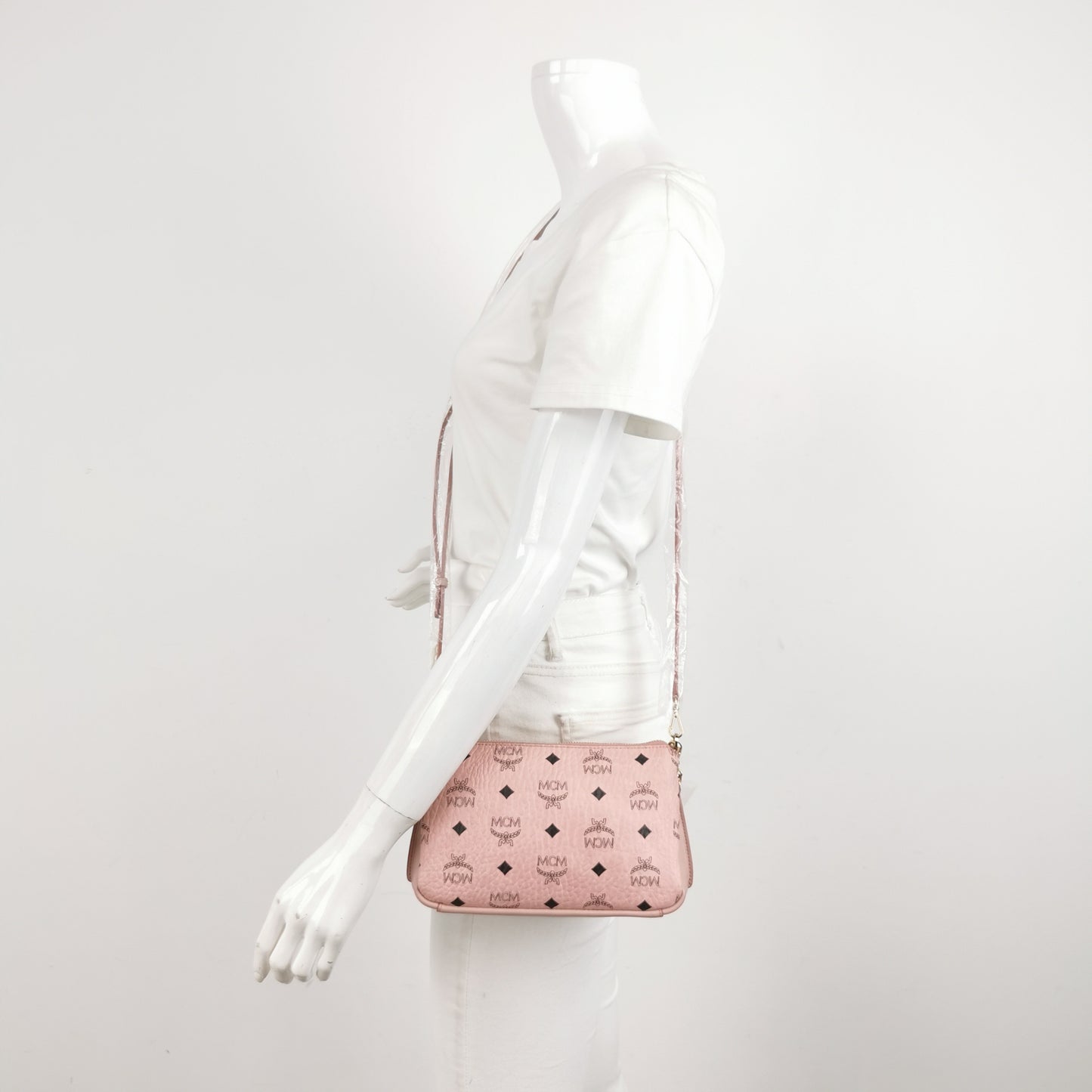 MCM - Visetos Mini Pochette - Coated canvas with leather trim - Pink - (mini)