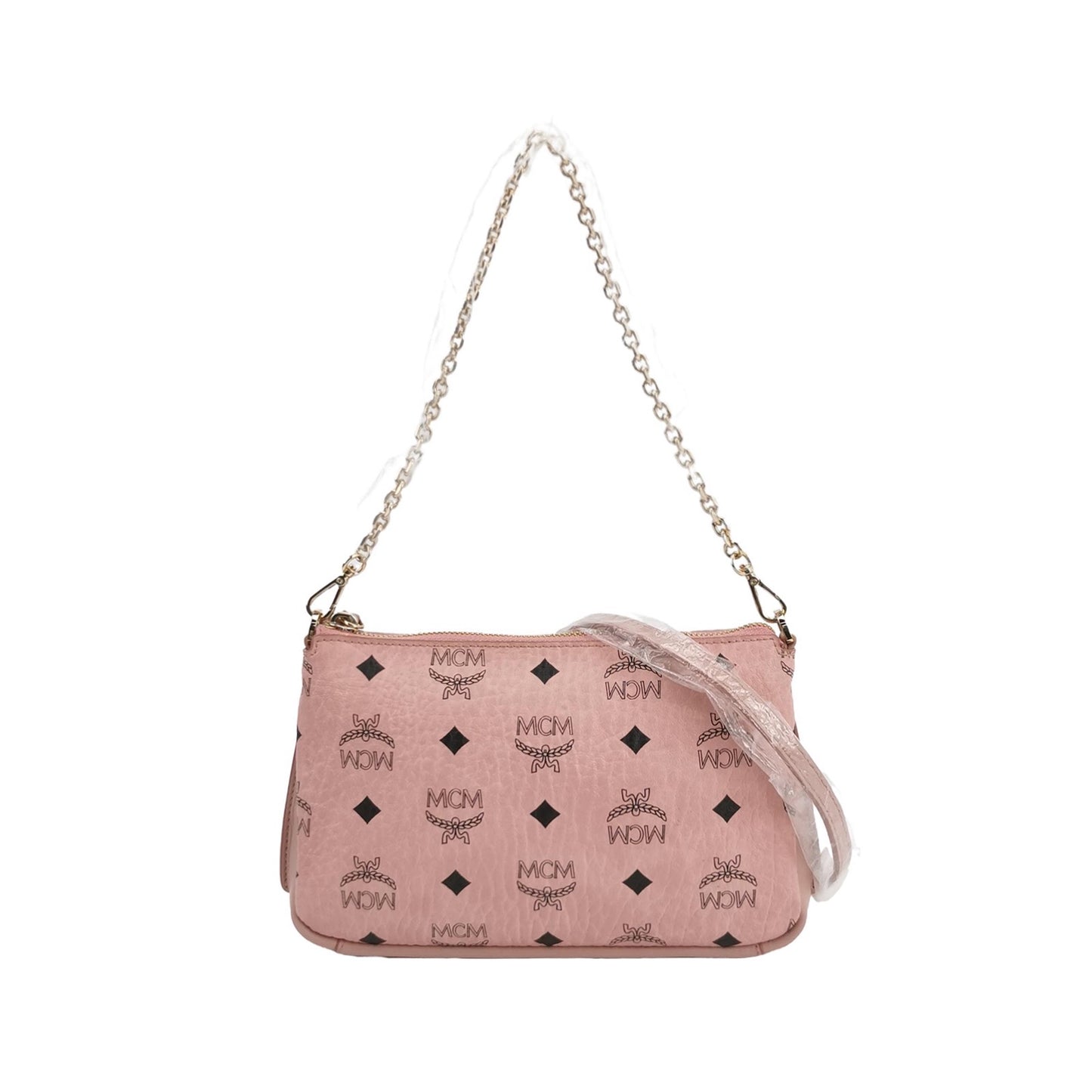MCM - Visetos Mini Pochette - Coated canvas with leather trim - Pink - (mini)