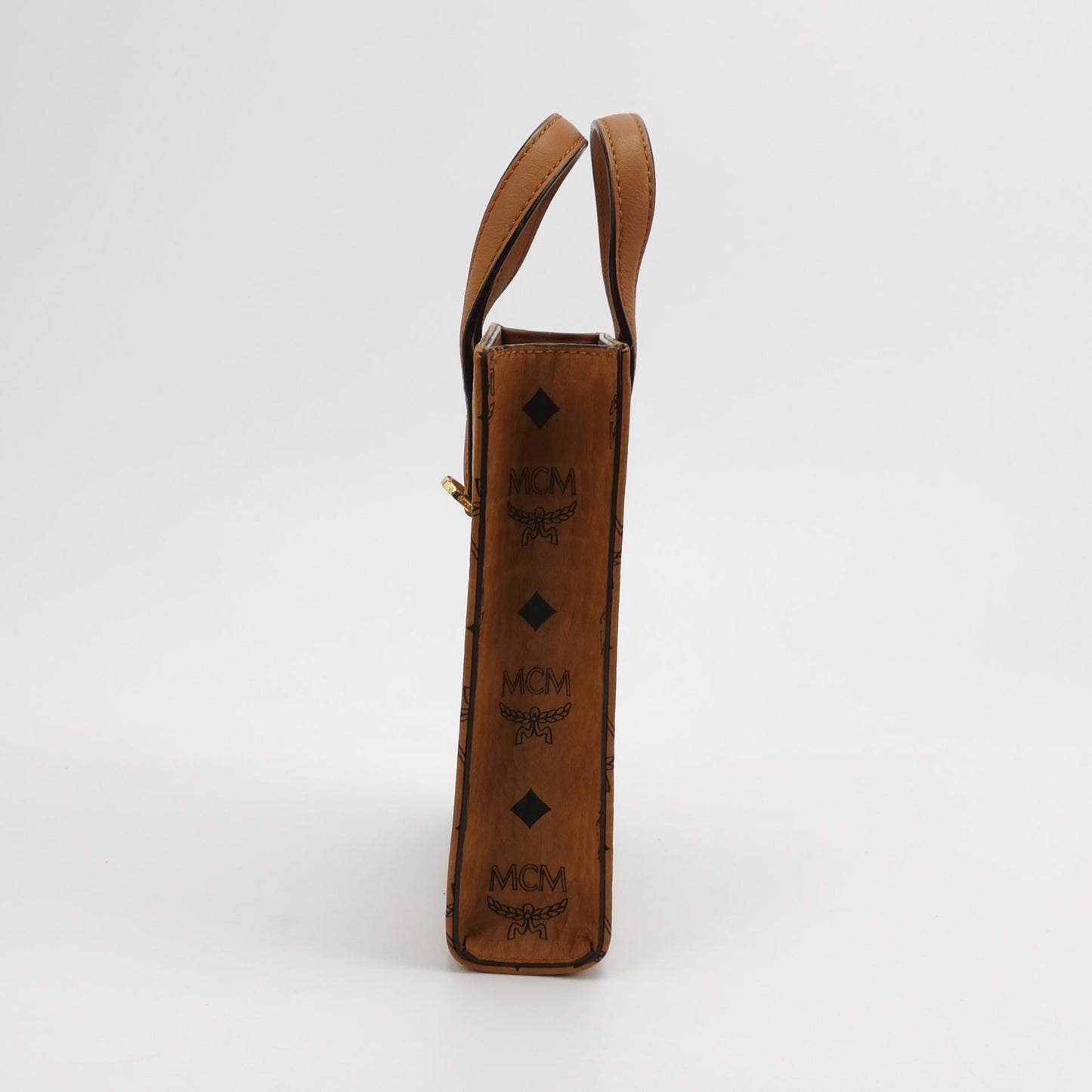 MCM - Visetos Mini Shopper (MYSAAVI02CO001) - Visetos monogram coated canvas with leather trim - Cognac - (mini)
