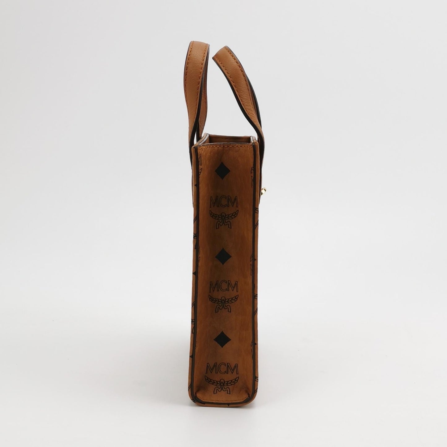 MCM - Visetos Mini Shopper (MYSAAVI02CO001) - Visetos monogram coated canvas with leather trim - Cognac - (mini)